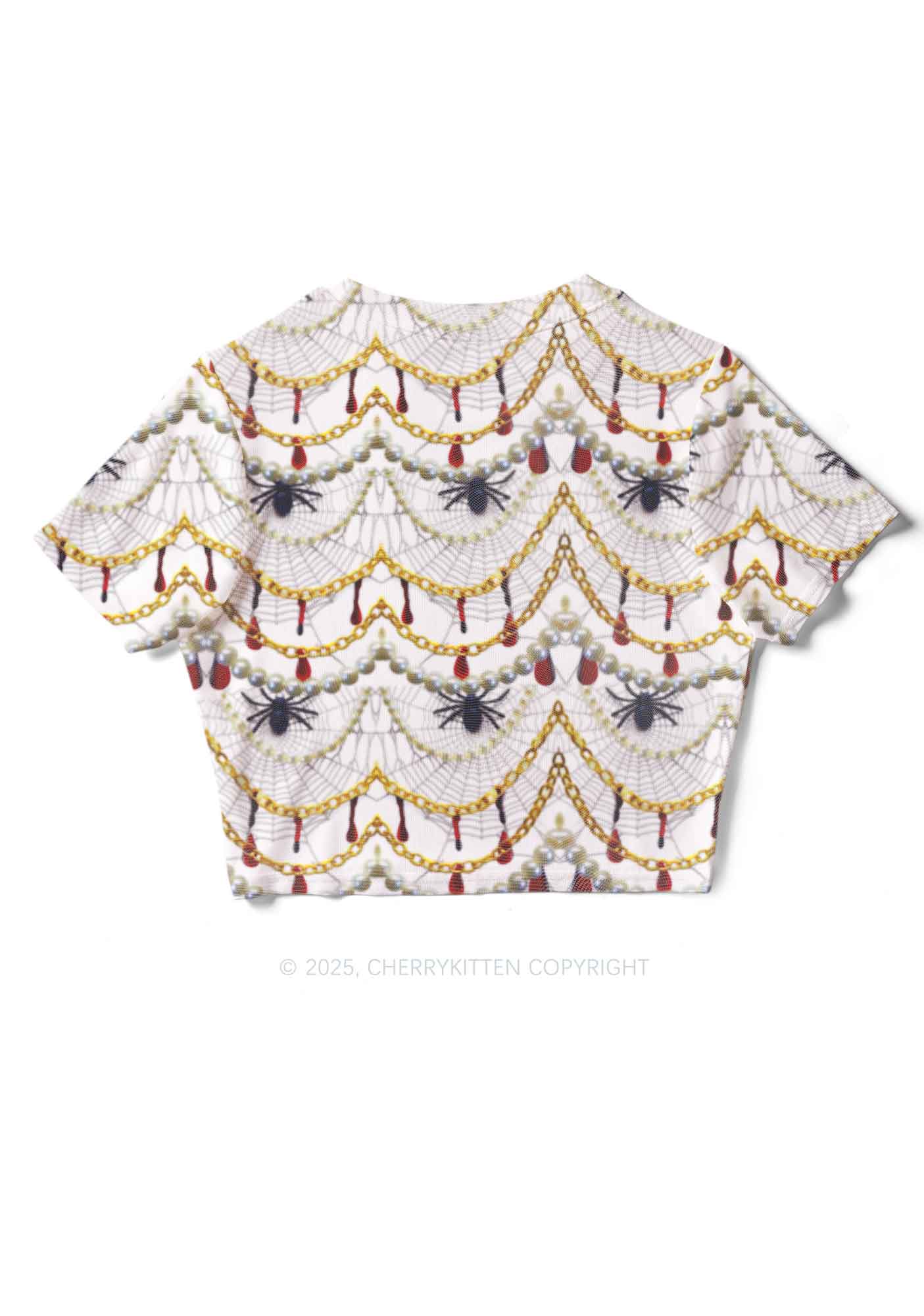 Jewelry Spider Y2K Mesh Crop Top Cherrykitten