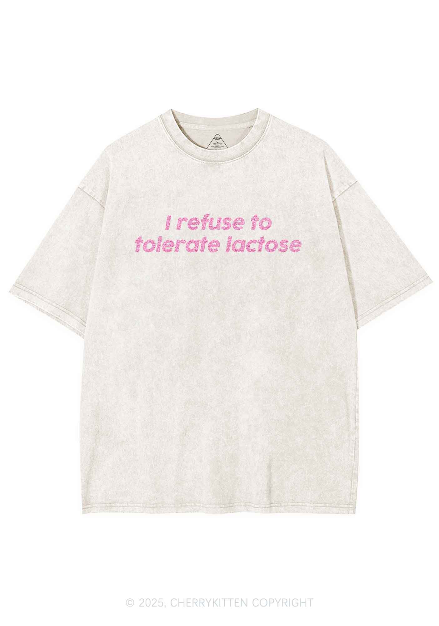 Glitter Refuse To Tolerate Lactose Y2K Shirts Washed Tee Cherrykitten