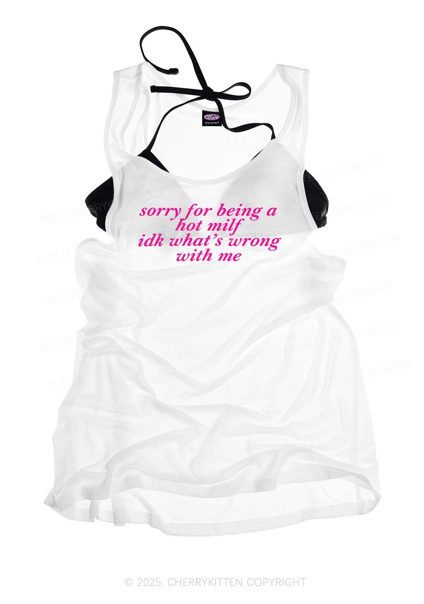Sorry For Being A Hot Mxxf Y2K Sheer Boyfriend Tank Cherrykitten