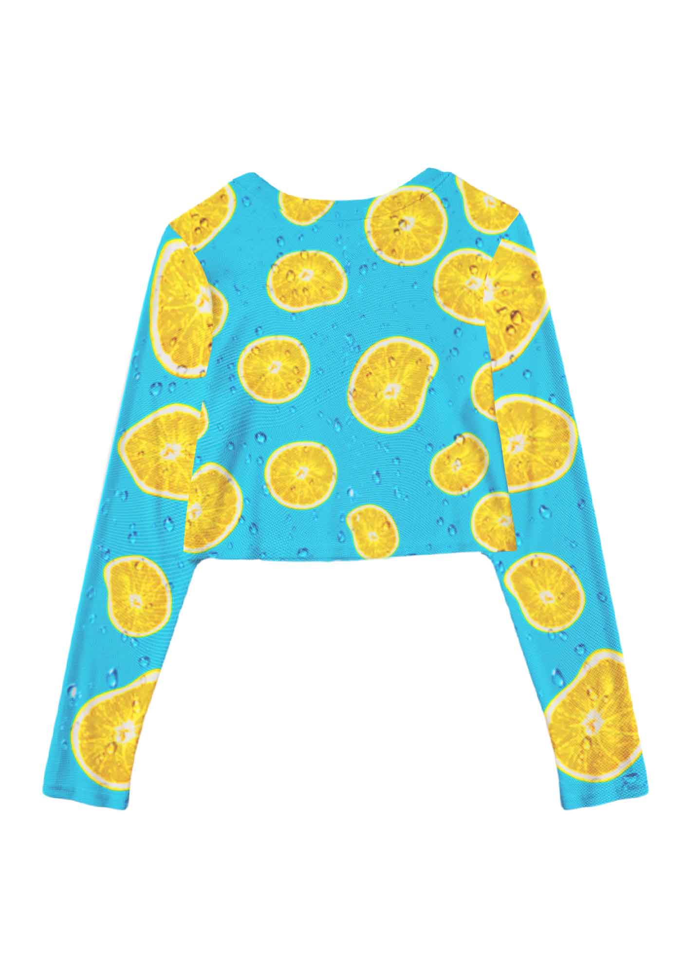 Yellow Lemon Y2K Mesh Long Sleeve Crop Top Cherrykitten