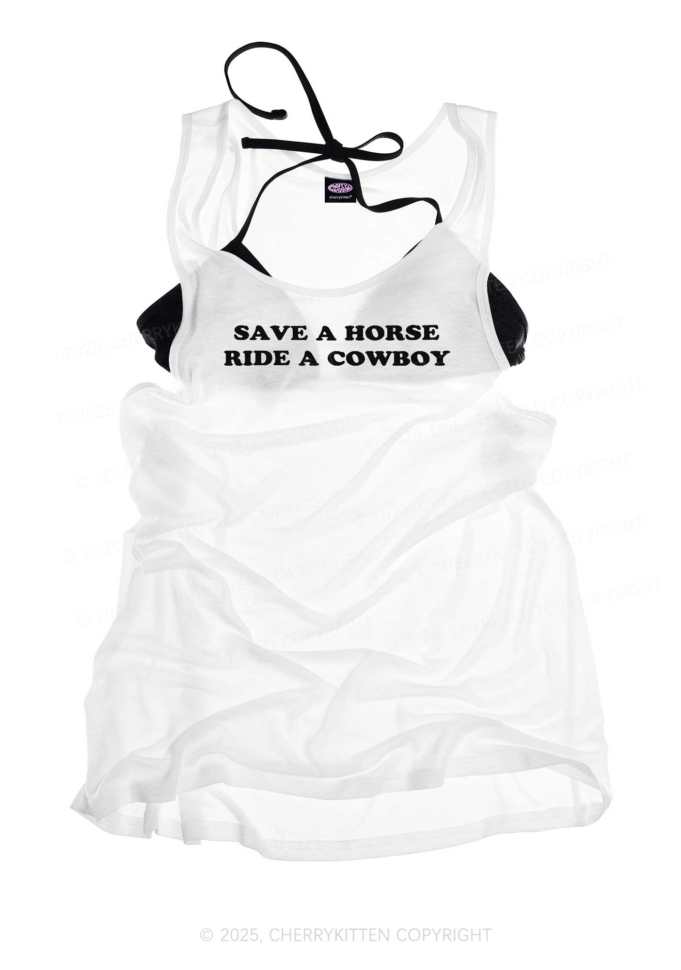 Save A Horse Y2K Sheer Boyfriend Tank Cherrykitten