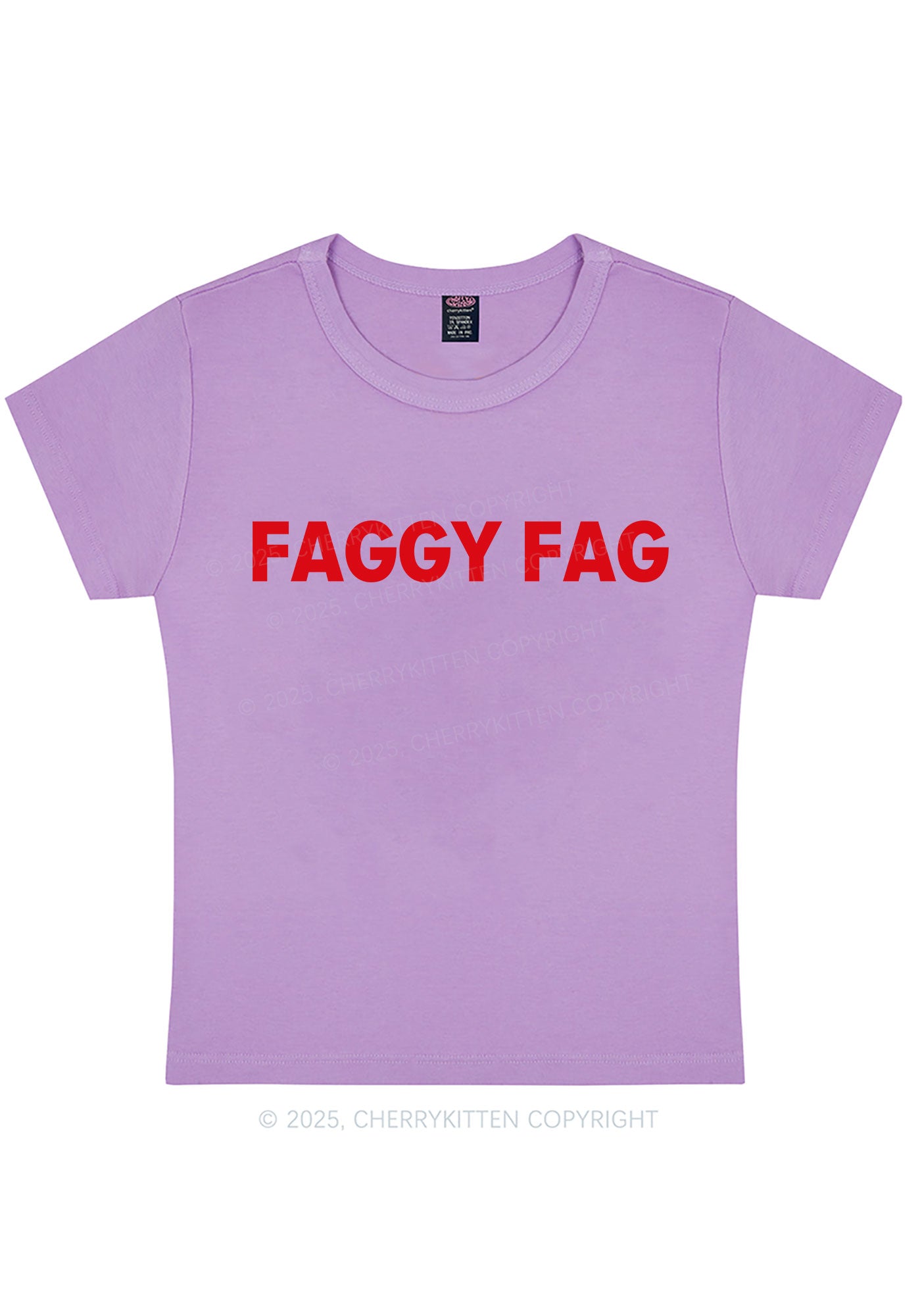 Faggy Fag Pride Y2K Baby Tee Cherrykitten