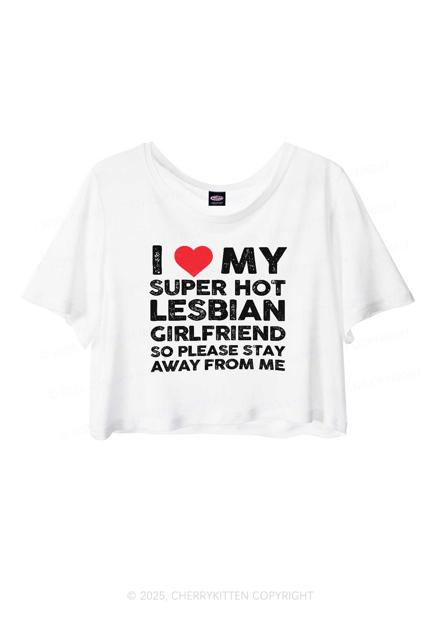 I Love My Hot GF Pride Y2K Sheer Crop Tee Cherrykitten