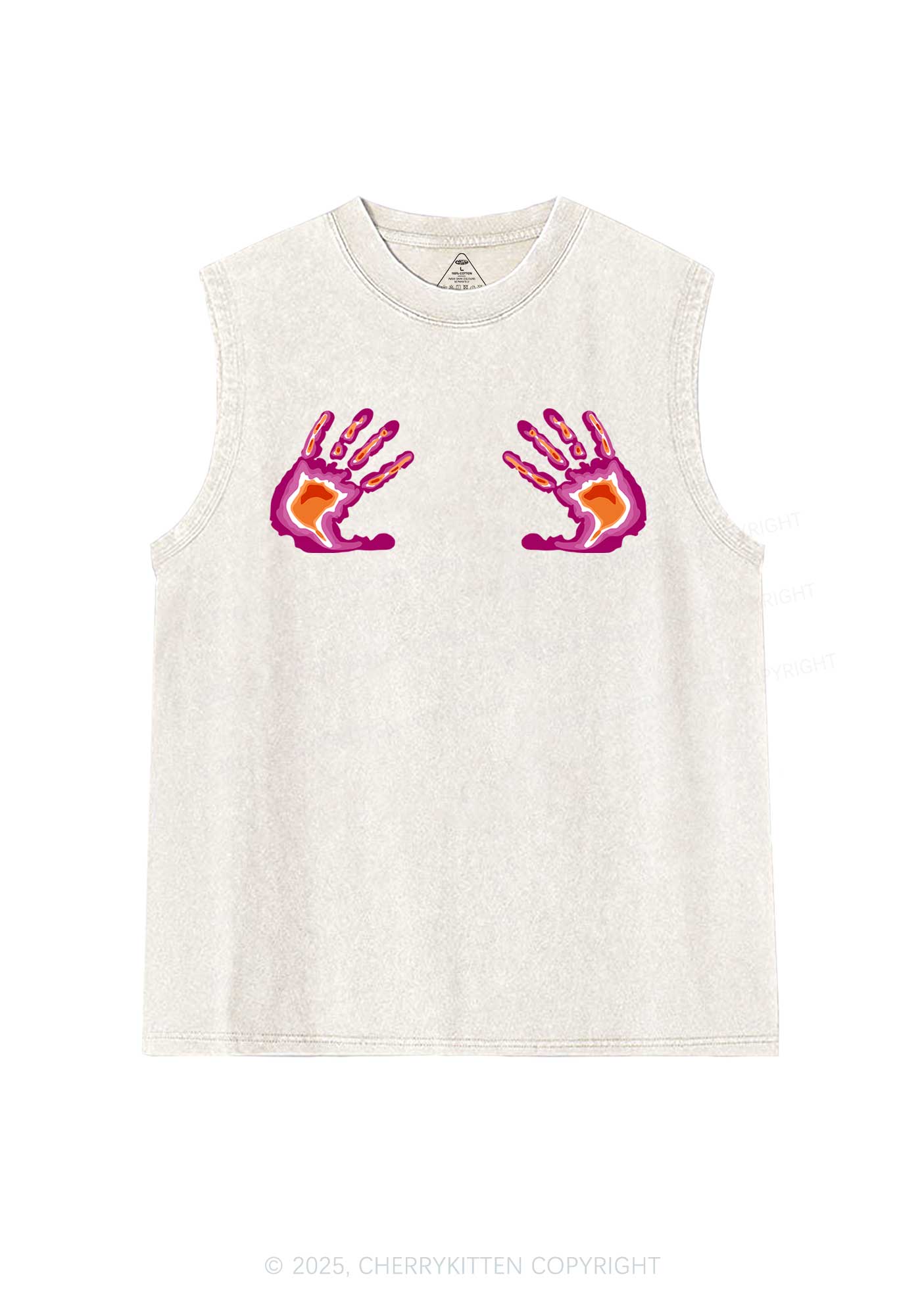 Lesbian Thermal Hands Y2K Washed Muscle Tank Cherrykitten