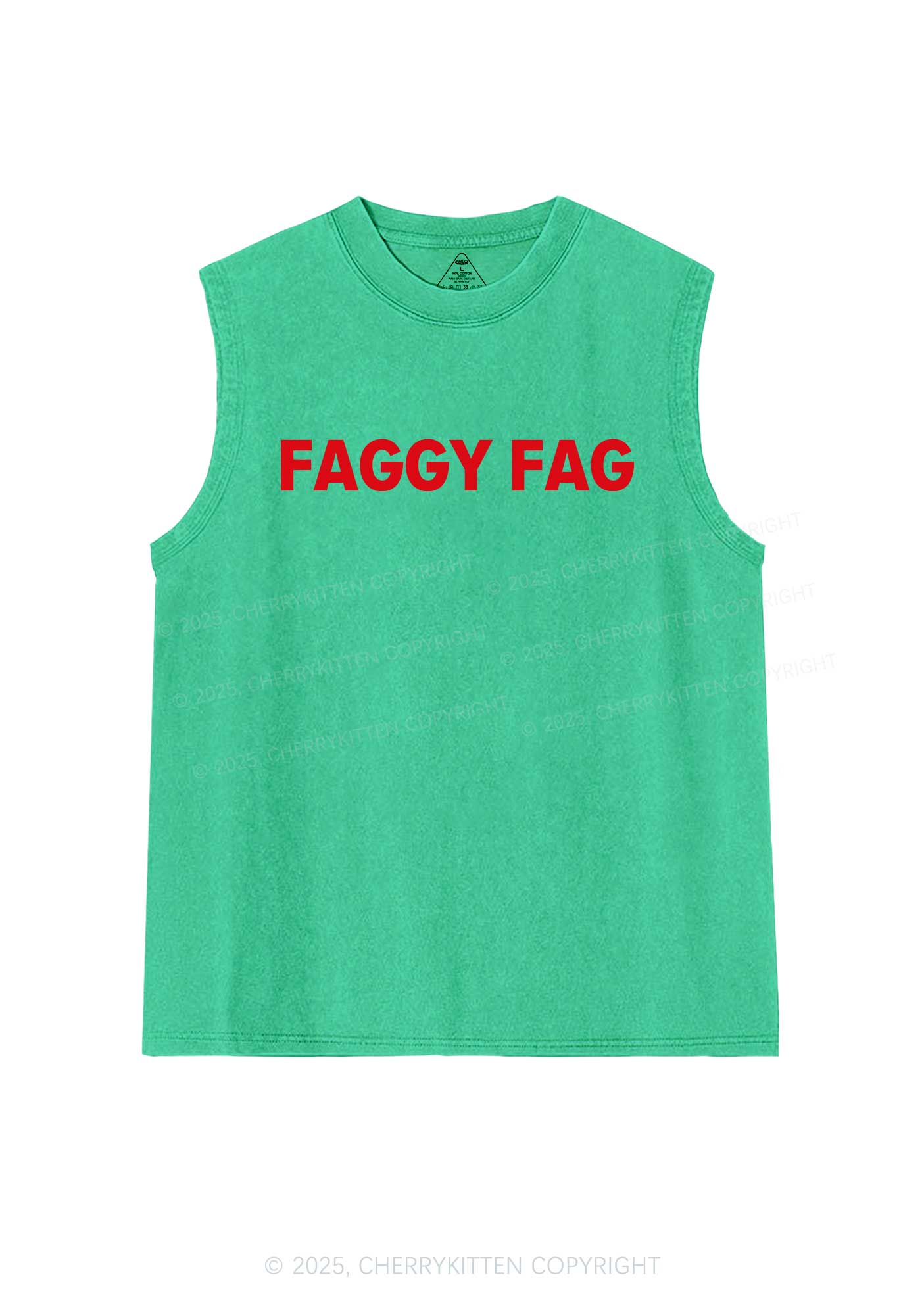 Faggy Fag Pride Y2K Washed Muscle Tank Cherrykitten