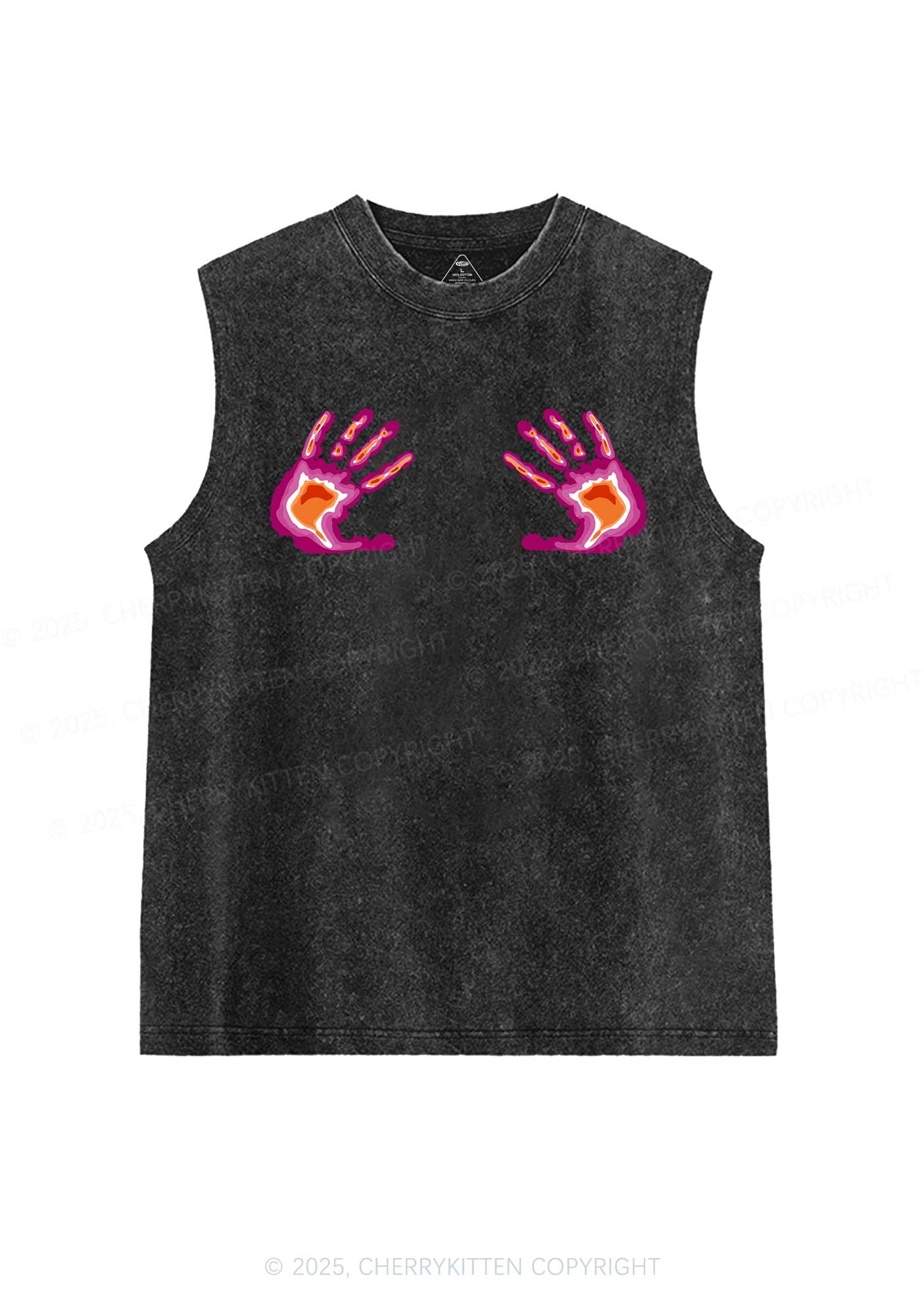 Lesbian Thermal Hands Y2K Washed Muscle Tank Cherrykitten