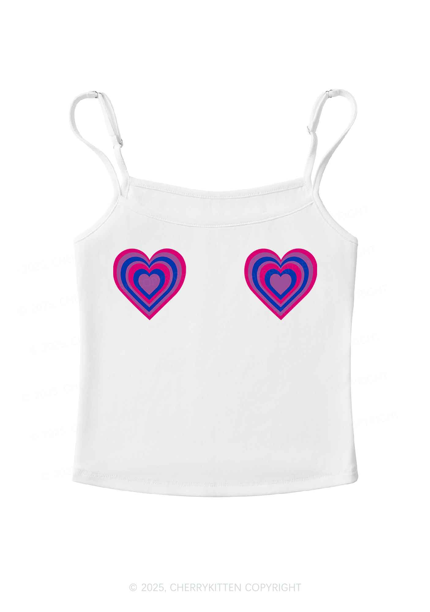 Bisexual Heart Pride Y2K Spaghetti Strap Cami Cherrykitten