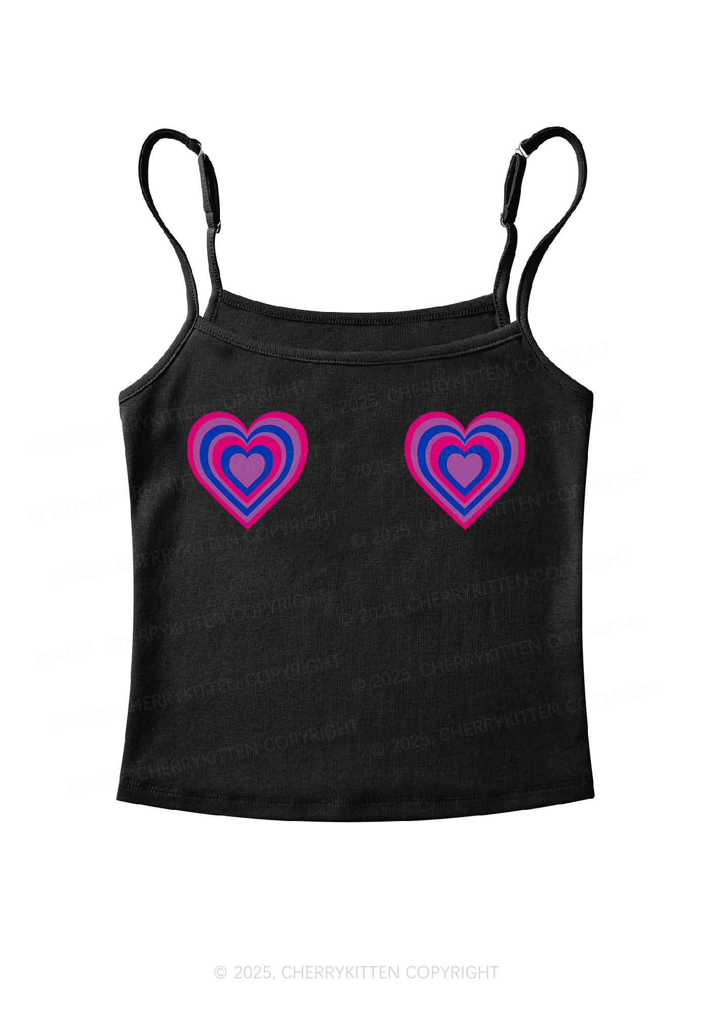 Bisexual Heart Pride Y2K Spaghetti Strap Cami Cherrykitten