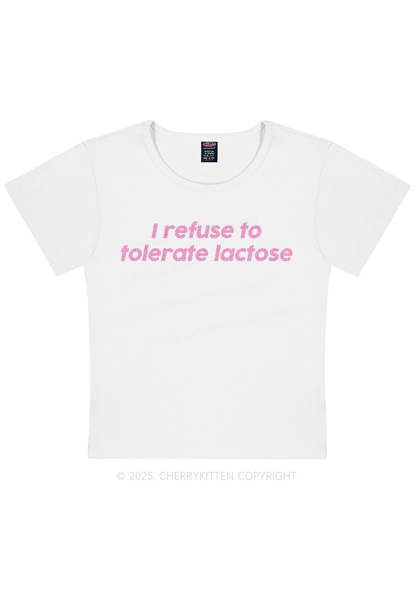 Glitter Refuse To Tolerate Lactose Y2K Baby Tee Cherrykitten