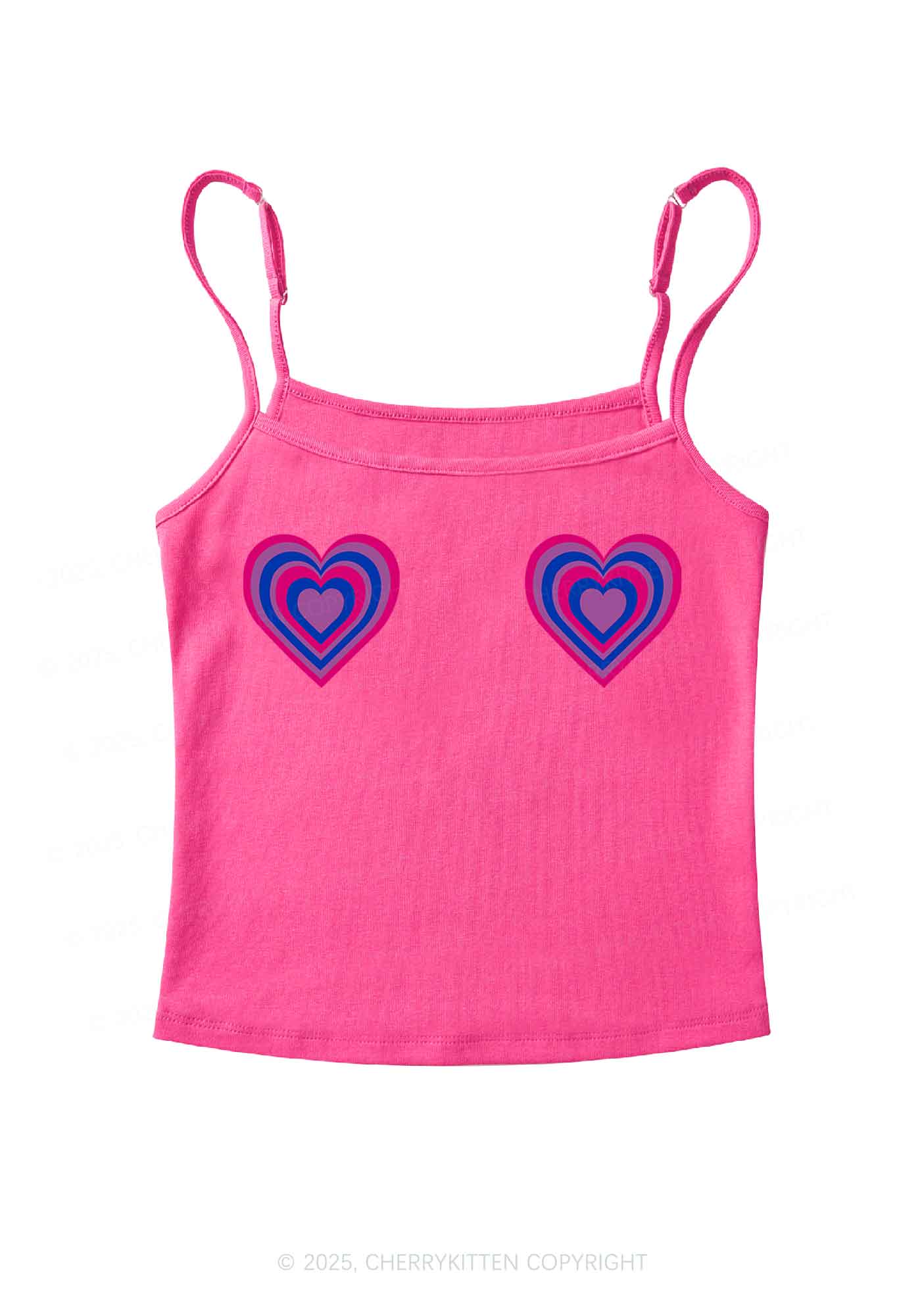 Bisexual Heart Pride Y2K Spaghetti Strap Cami Cherrykitten