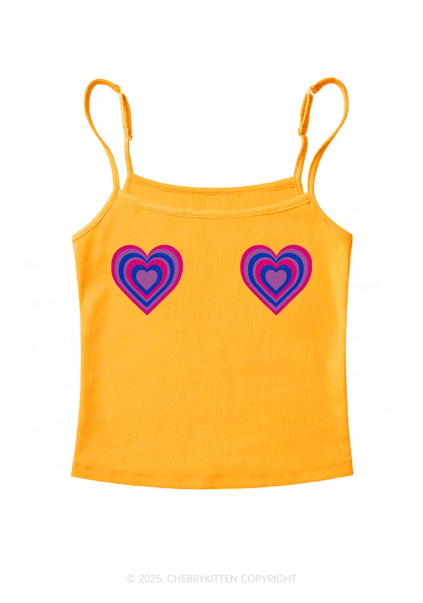 Bisexual Heart Pride Y2K Spaghetti Strap Cami Cherrykitten