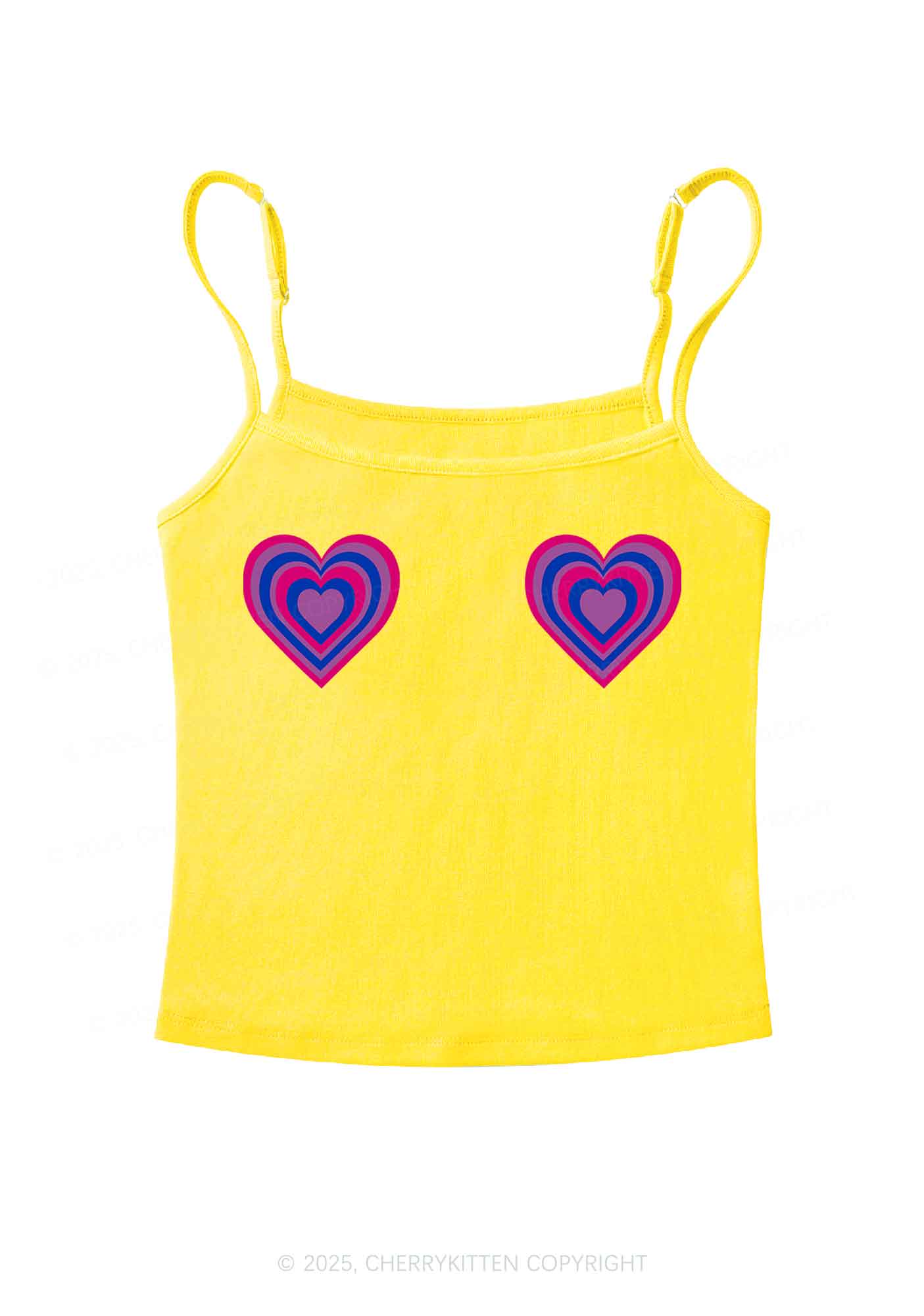 Bisexual Heart Pride Y2K Spaghetti Strap Cami Cherrykitten