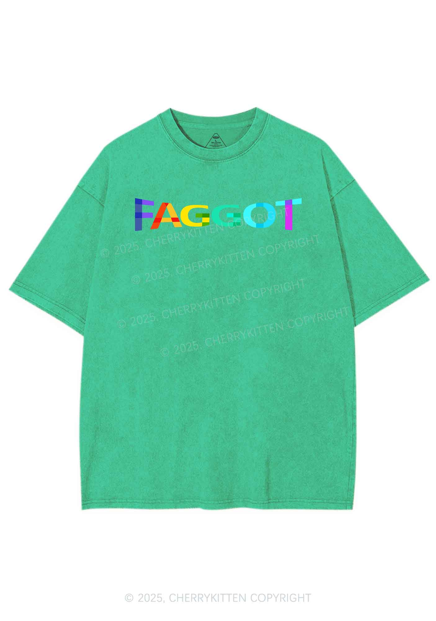 Colorful Faggot Pride Y2K Shirts Washed Tee Cherrykitten