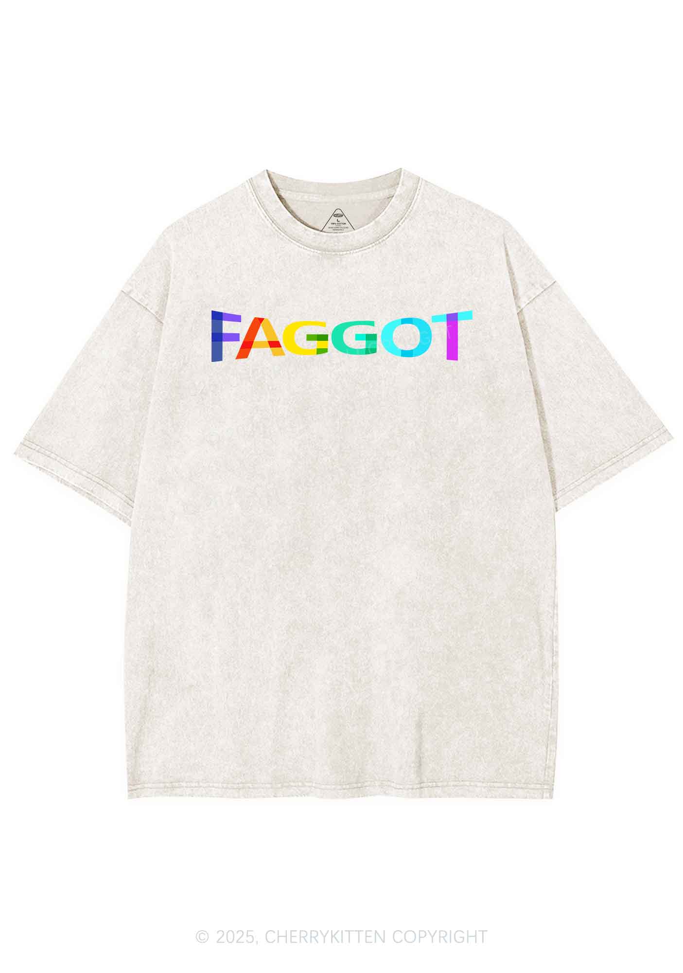 Colorful Faggot Pride Y2K Shirts Washed Tee Cherrykitten