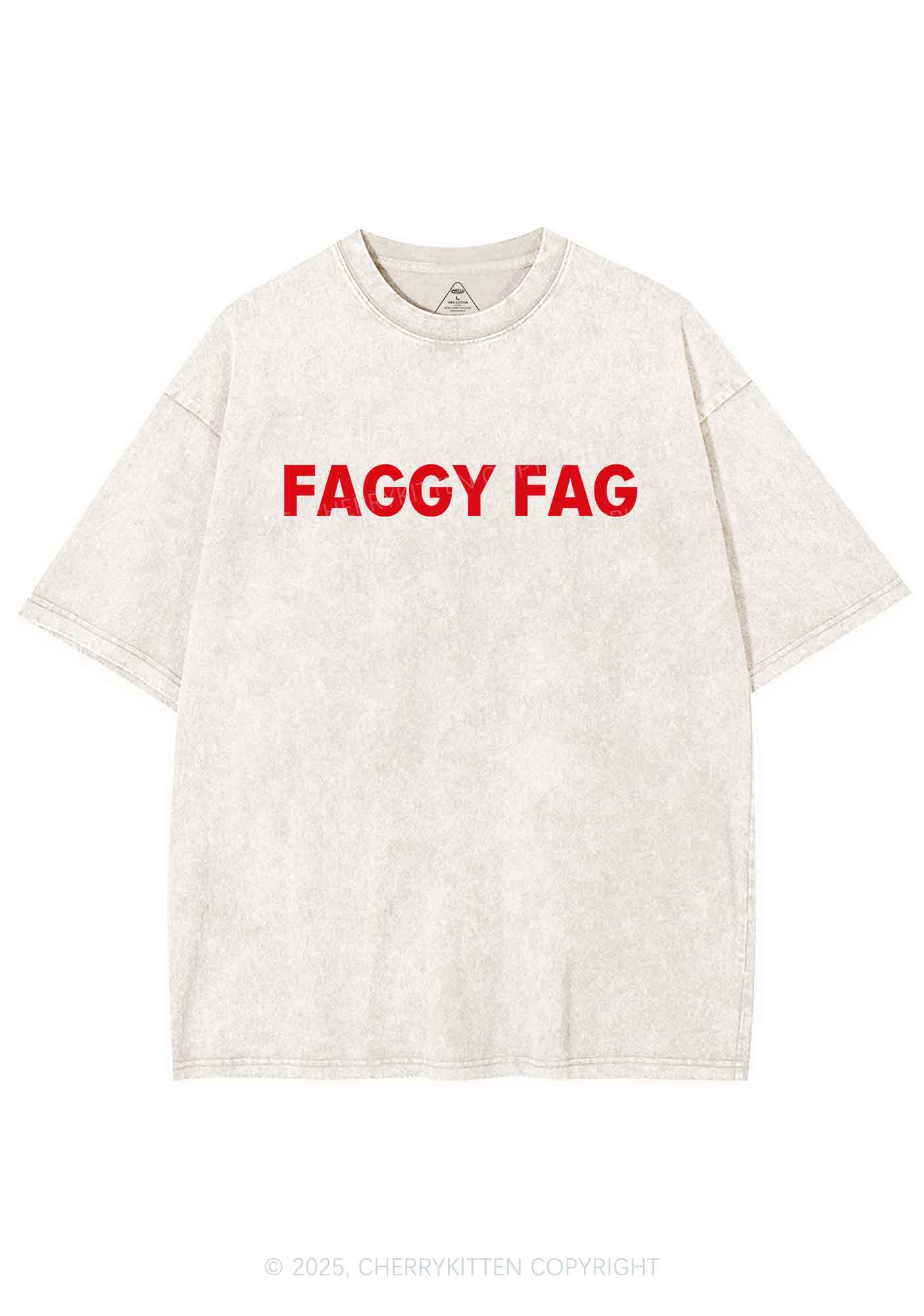 Faggy Fag Pride Y2K Shirts Washed Tee Cherrykitten
