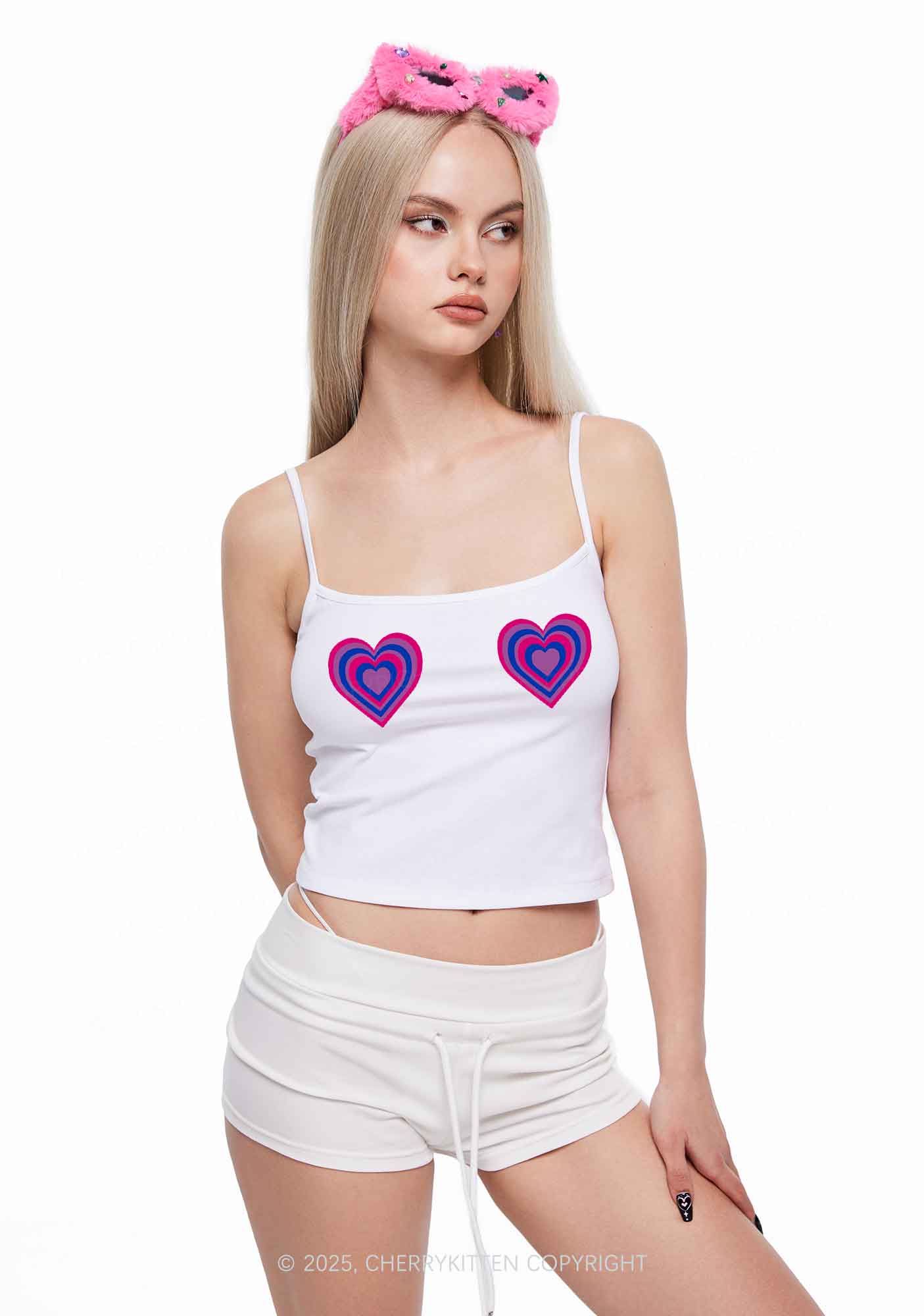 Bisexual Heart Pride Y2K Spaghetti Strap Cami Cherrykitten
