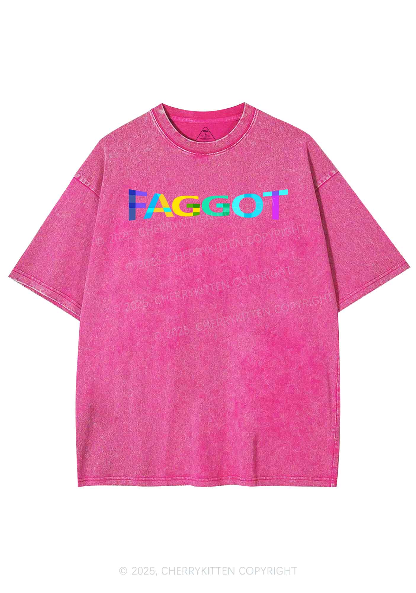 Colorful Faggot Pride Y2K Shirts Washed Tee Cherrykitten