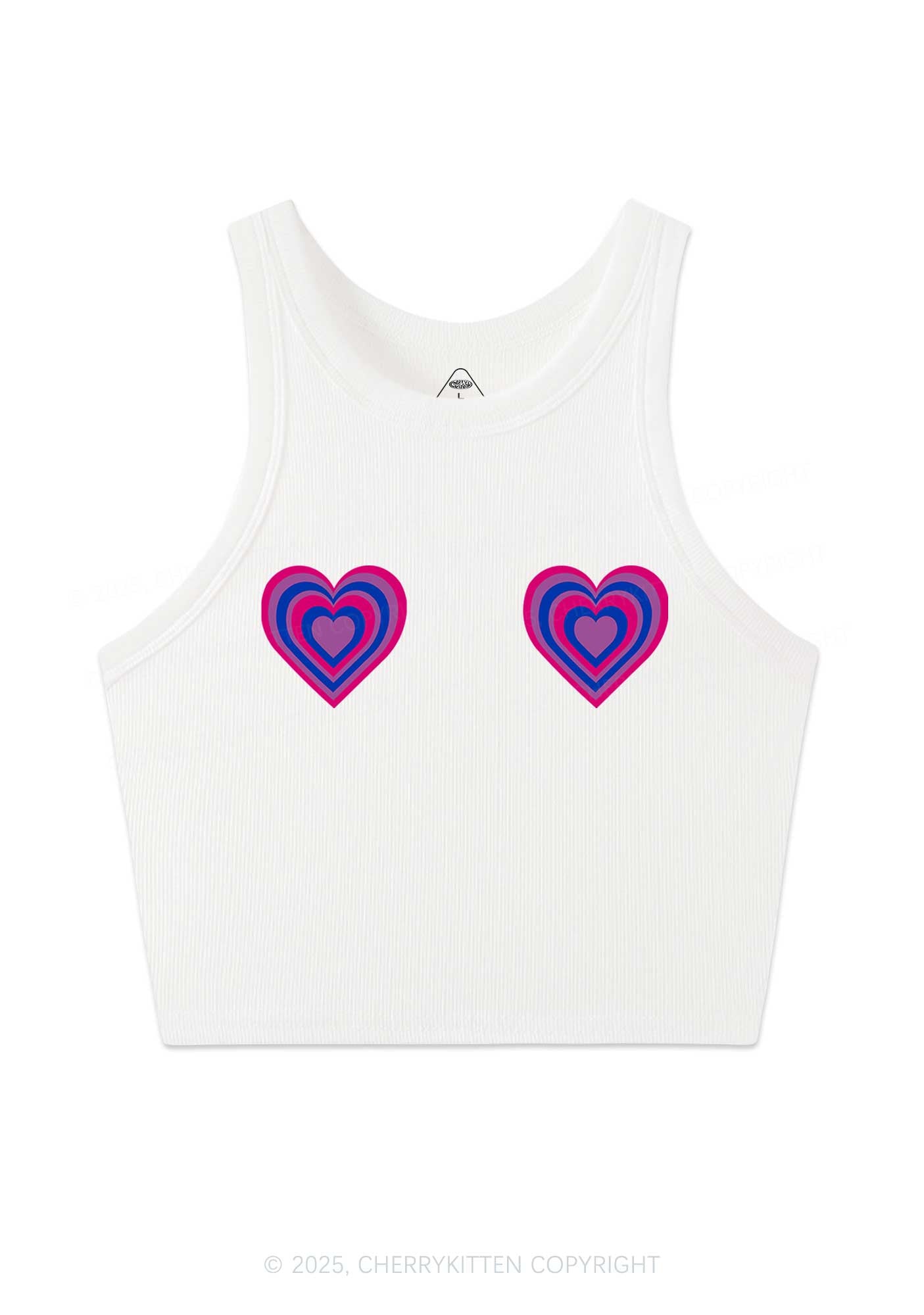 Bisexual Heart Pride Y2K Crop Tank Top Cherrykitten