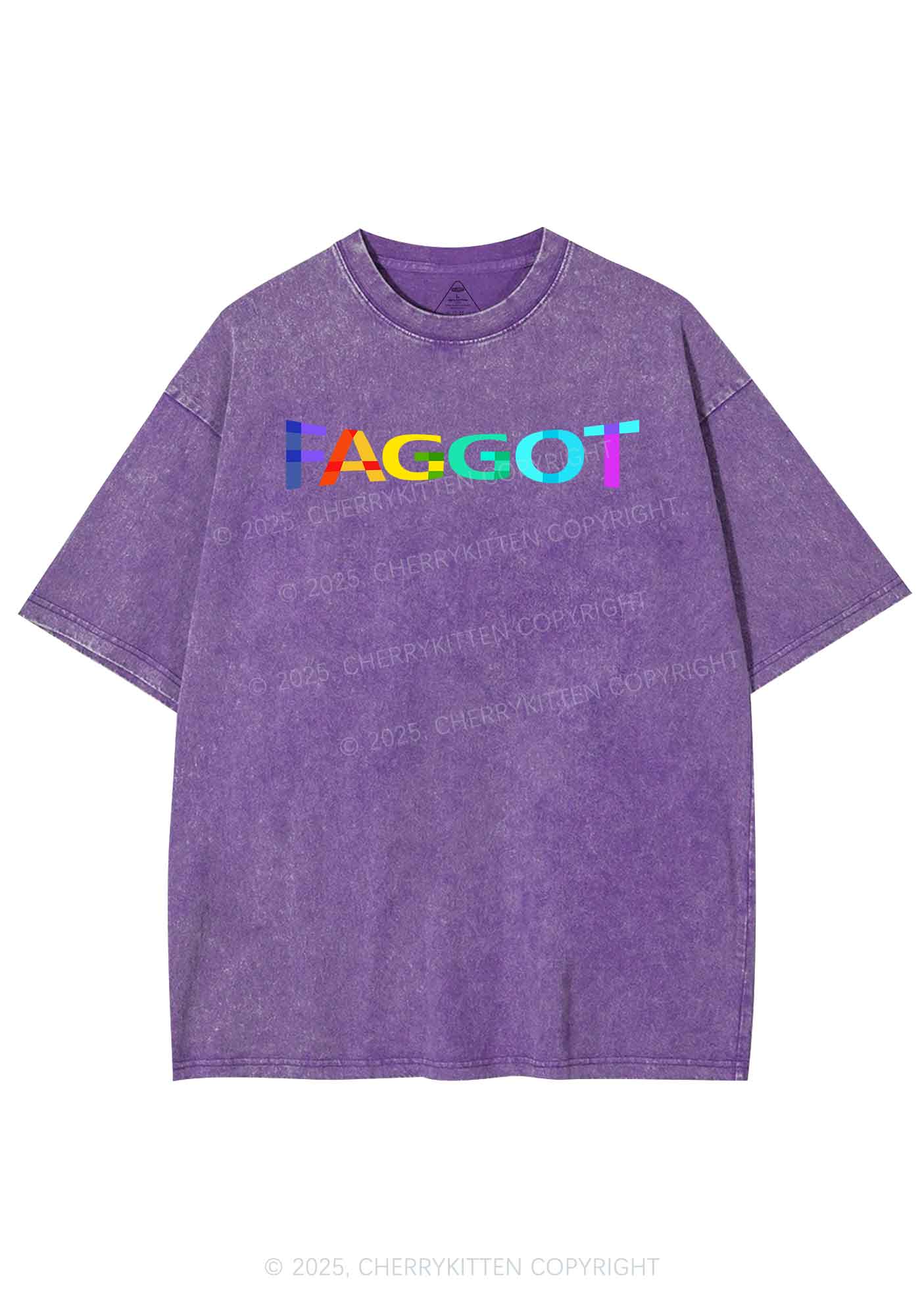 Colorful Faggot Pride Y2K Shirts Washed Tee Cherrykitten