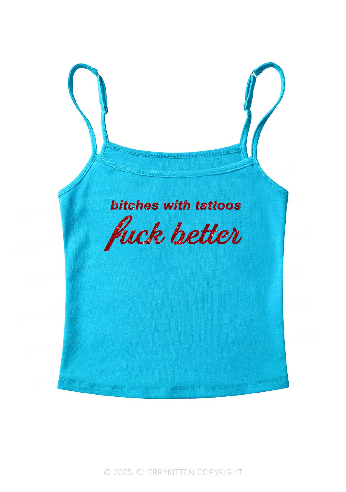 Glitter Bxxches With Tattoos Fxxk Better Y2K Spaghetti Strap Cami Cherrykitten
