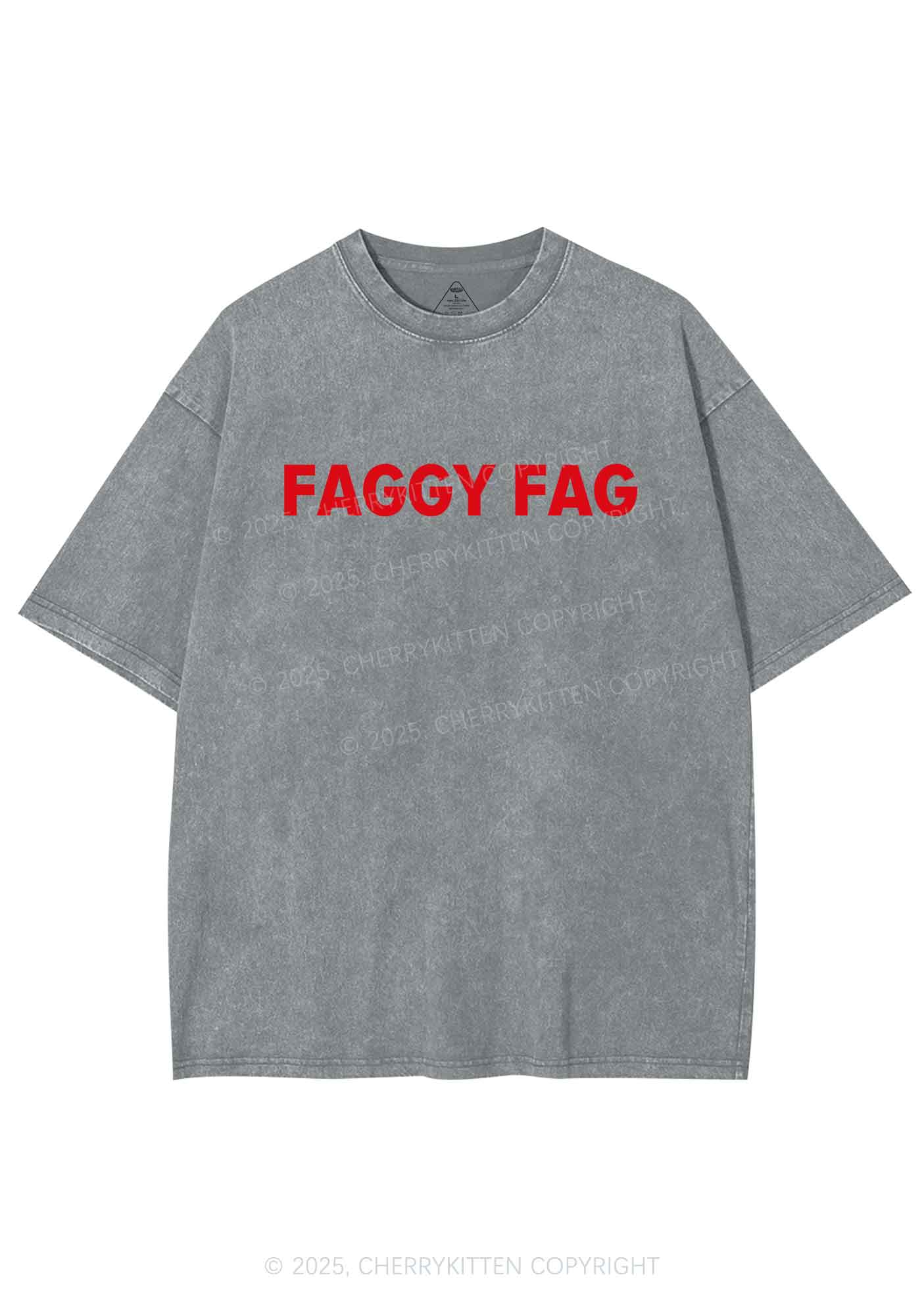 Faggy Fag Pride Y2K Shirts Washed Tee Cherrykitten