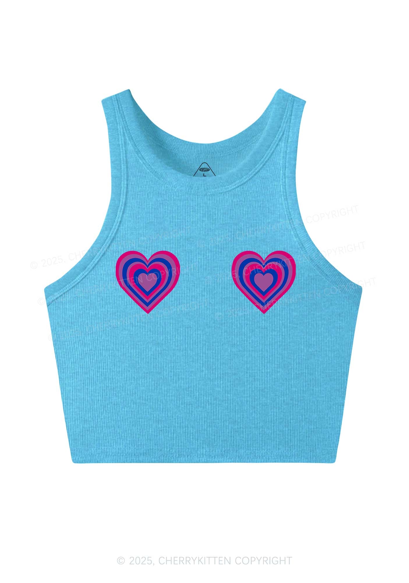 Bisexual Heart Pride Y2K Crop Tank Top Cherrykitten