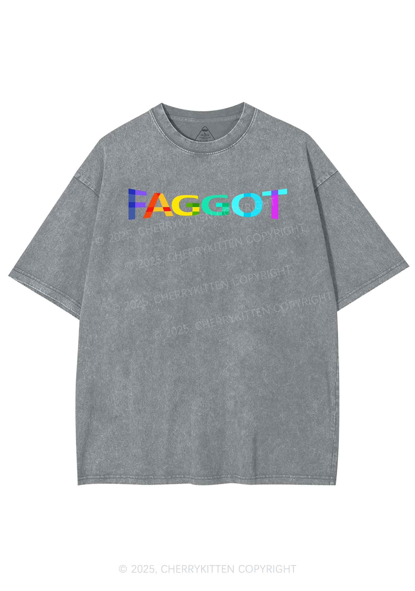 Colorful Faggot Pride Y2K Shirts Washed Tee Cherrykitten