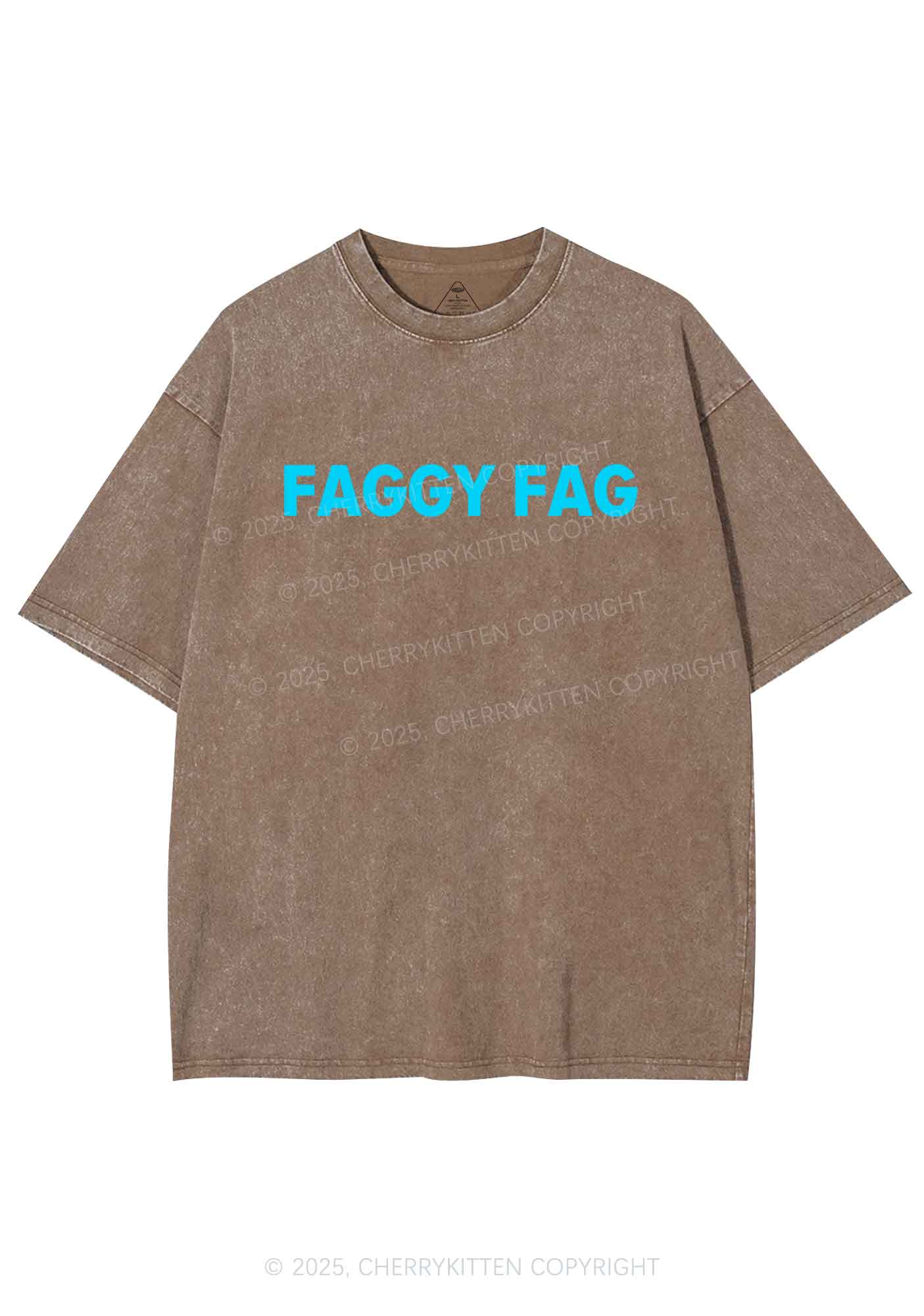 Faggy Fag Pride Y2K Shirts Washed Tee Cherrykitten