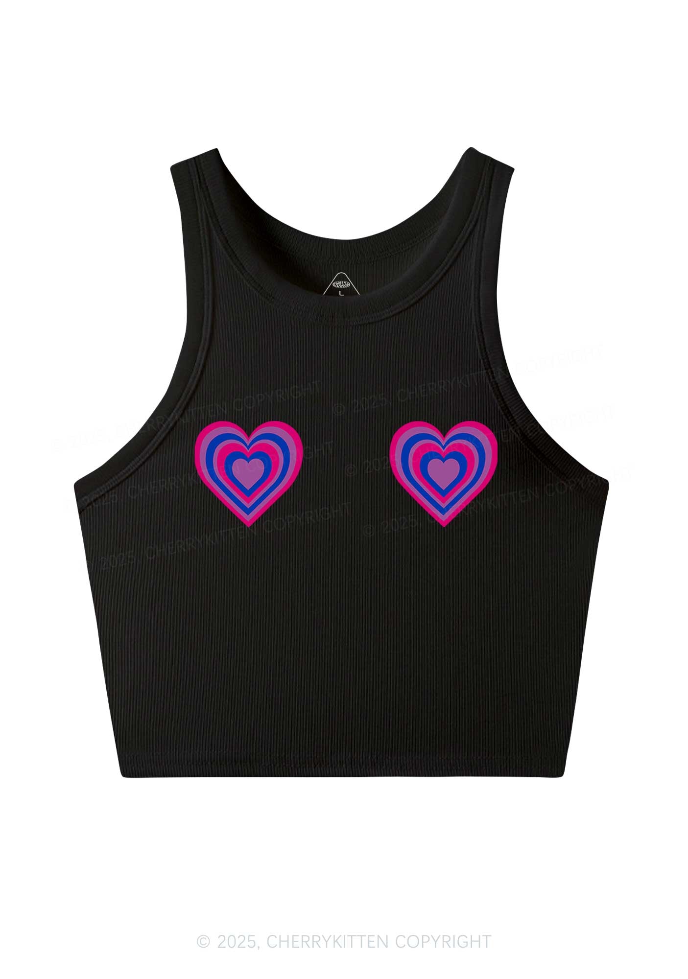 Bisexual Heart Pride Y2K Crop Tank Top Cherrykitten