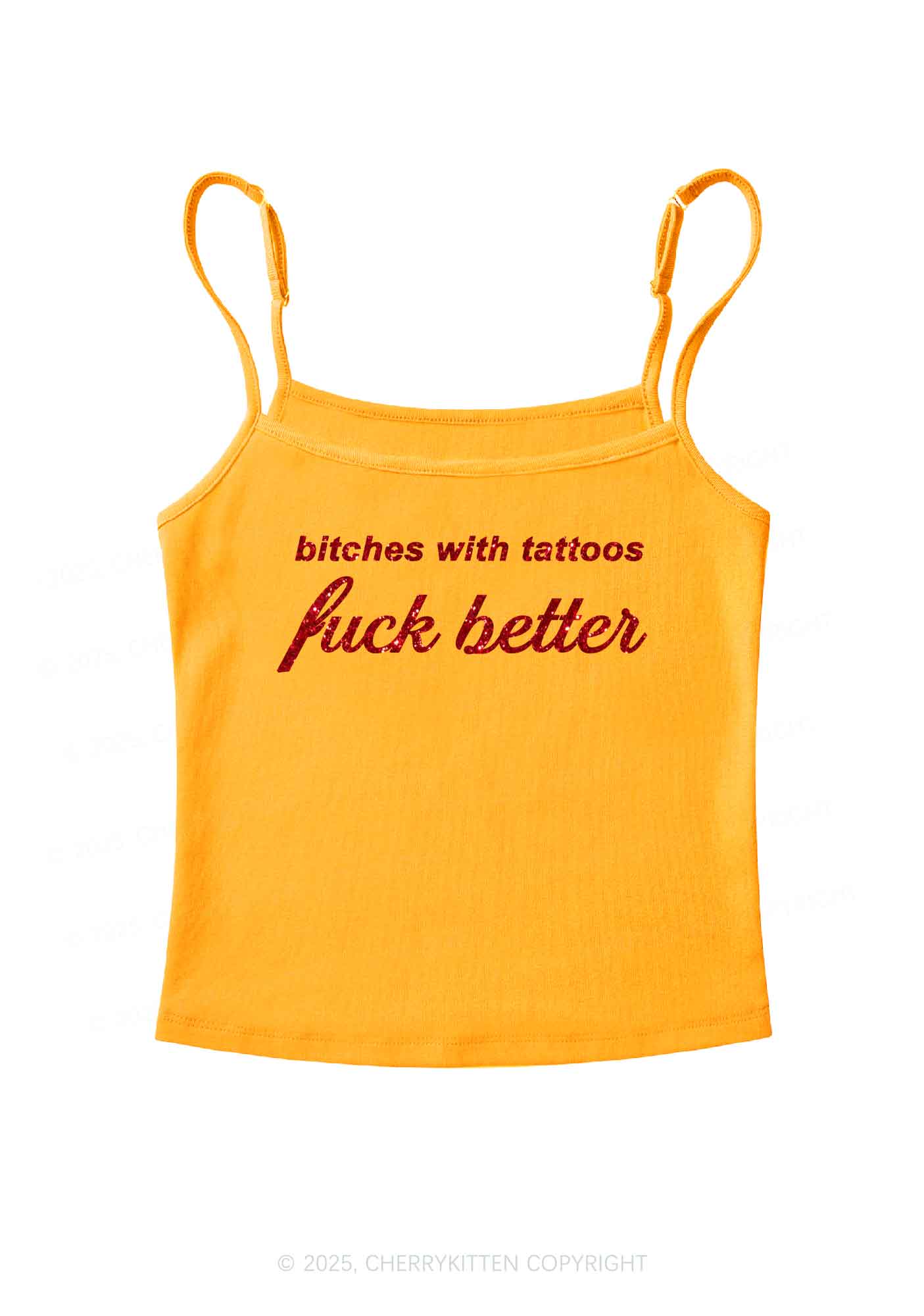 Glitter Bxxches With Tattoos Fxxk Better Y2K Spaghetti Strap Cami Cherrykitten