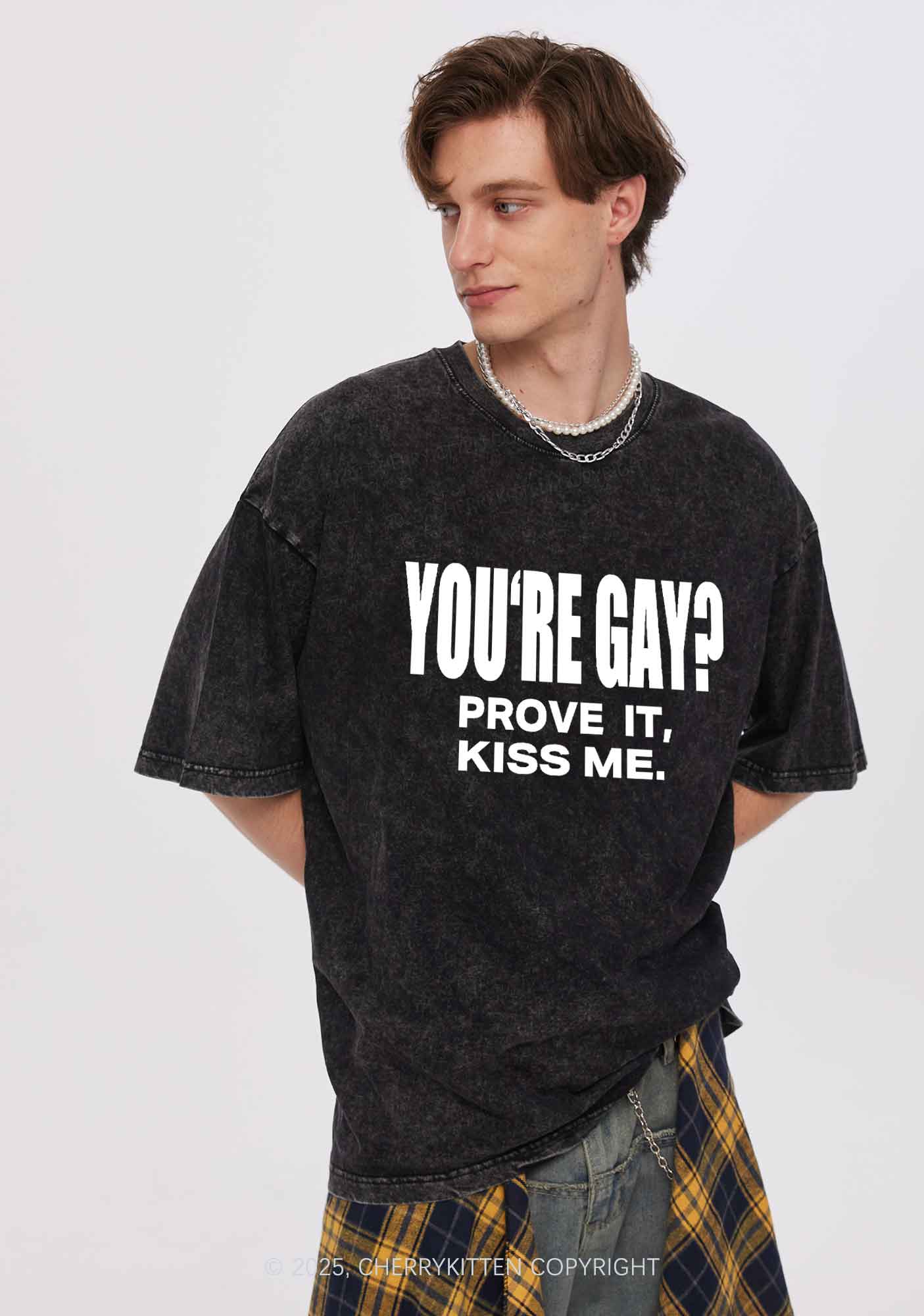 Prove It kiss Me Pride Y2K Shirts Washed Tee Cherrykitten
