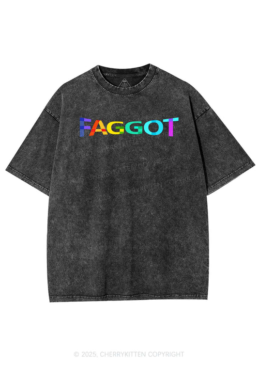 Colorful Faggot Pride Y2K Shirts Washed Tee Cherrykitten