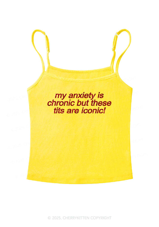 Glitter My Anxiety Is Chronic Y2K Spaghetti Strap Cami Cherrykitten