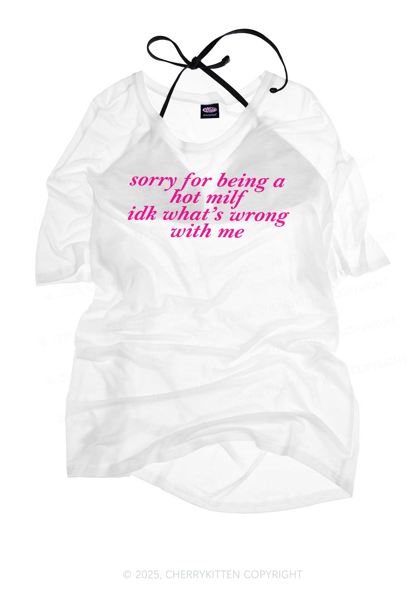 Sorry For Being A Hot Mxxf Y2K Sheer Boyfriend Tee Cherrykitten