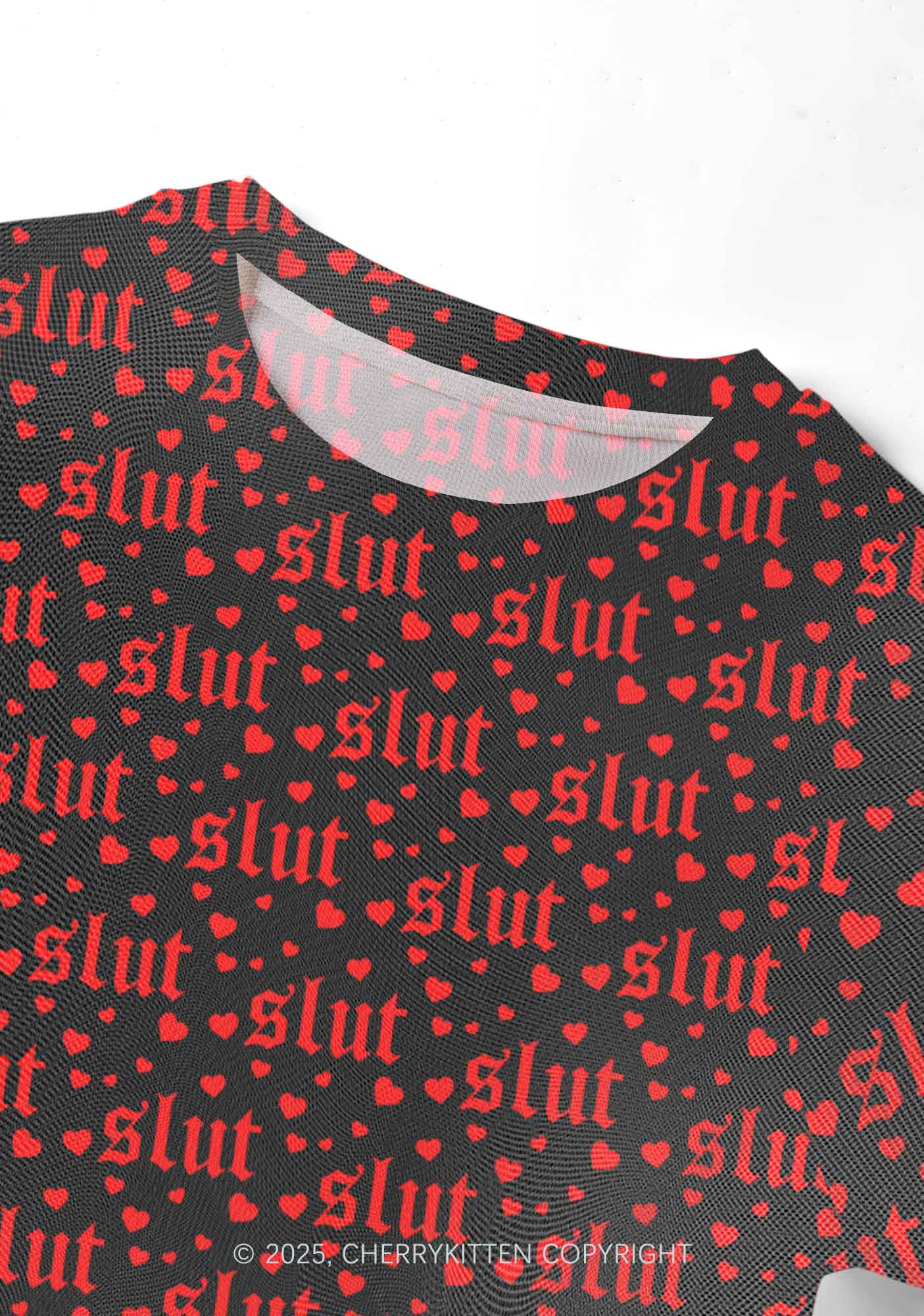 Black Slxt Y2K Mesh Crop Top Cherrykitten