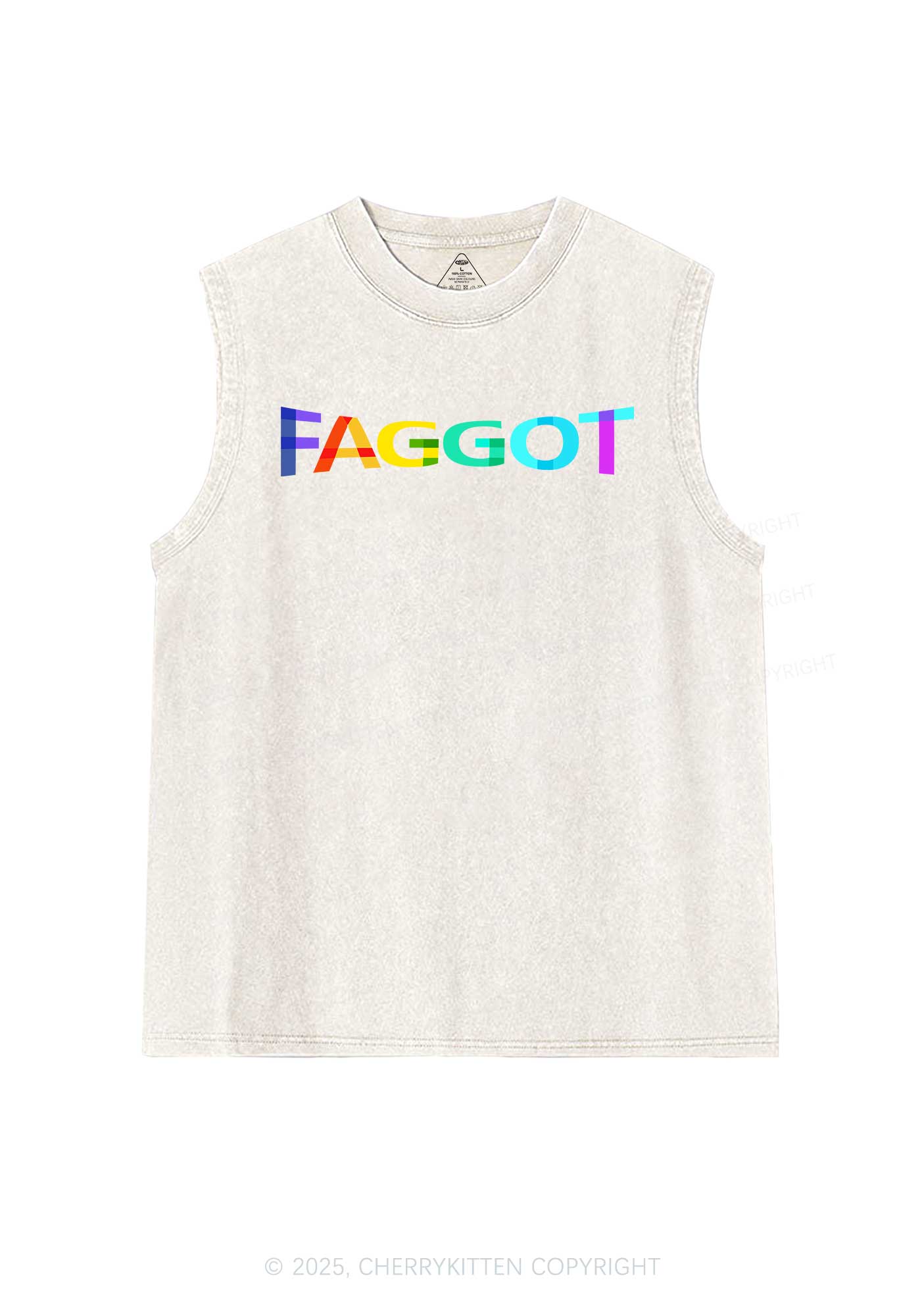Colorful Faggot Pride Y2K Washed Muscle Tank Cherrykitten