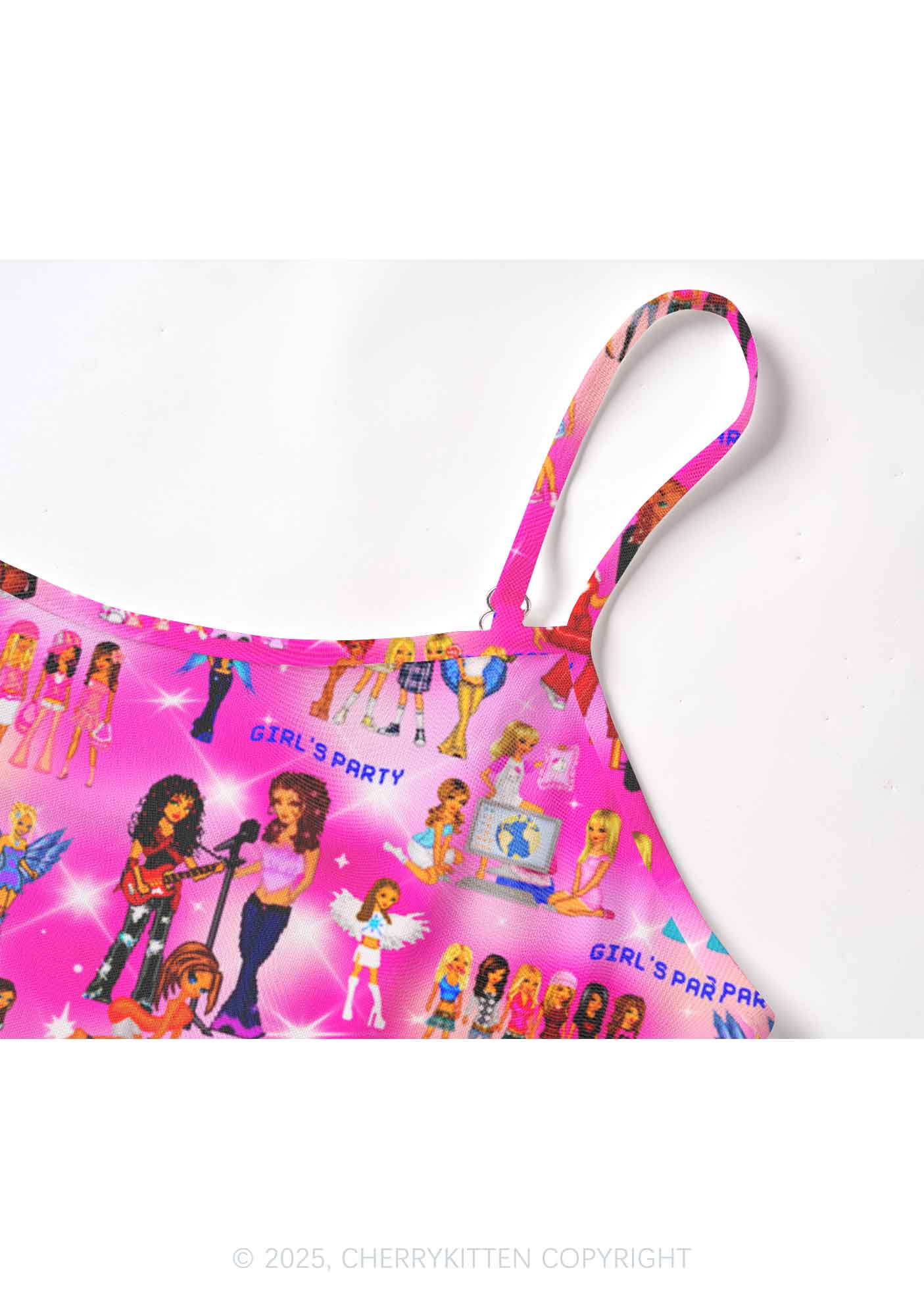 Girls Party Y2K Mesh Cami Tank Cherrykitten