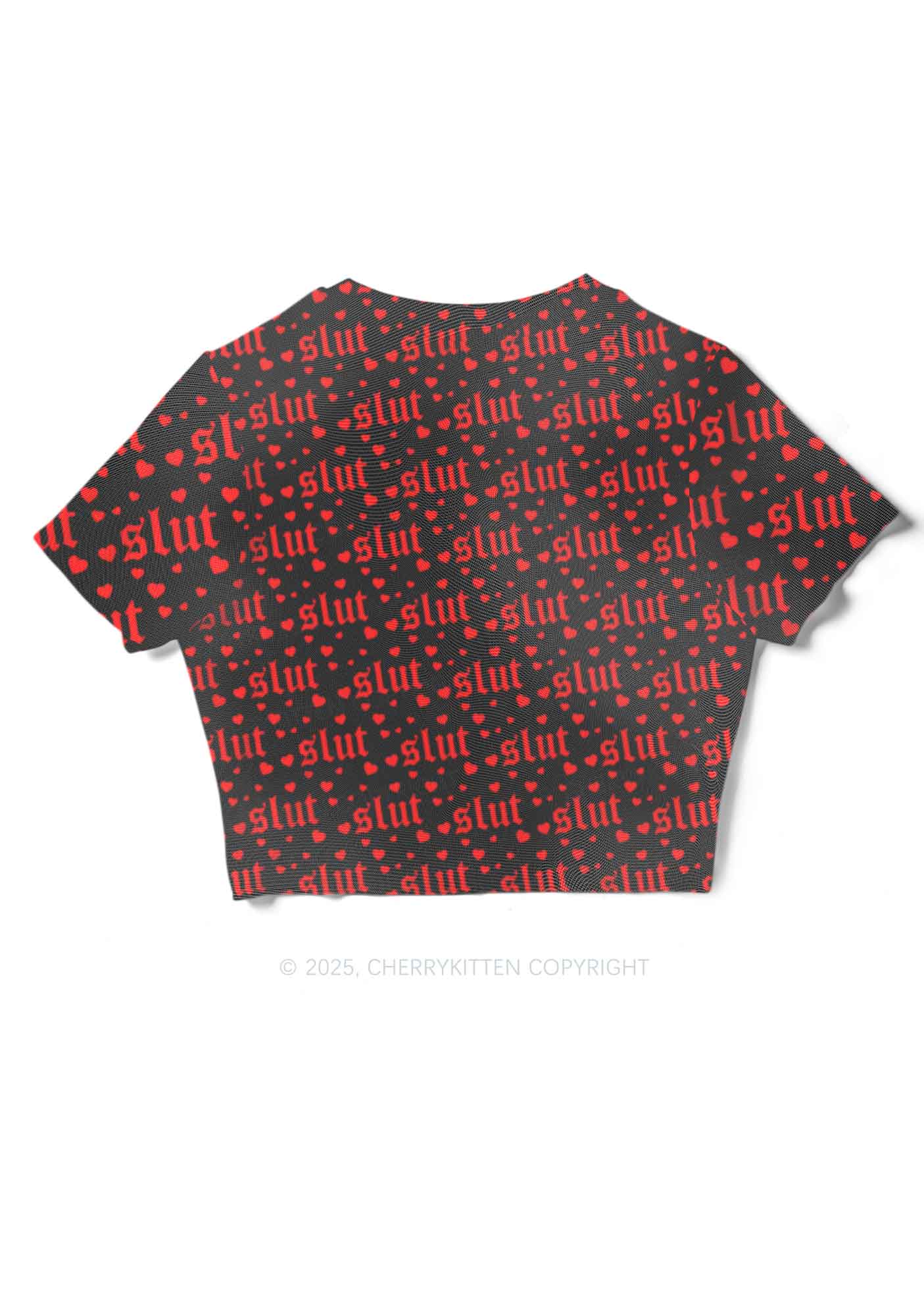 Black Slxt Y2K Mesh Crop Top Cherrykitten
