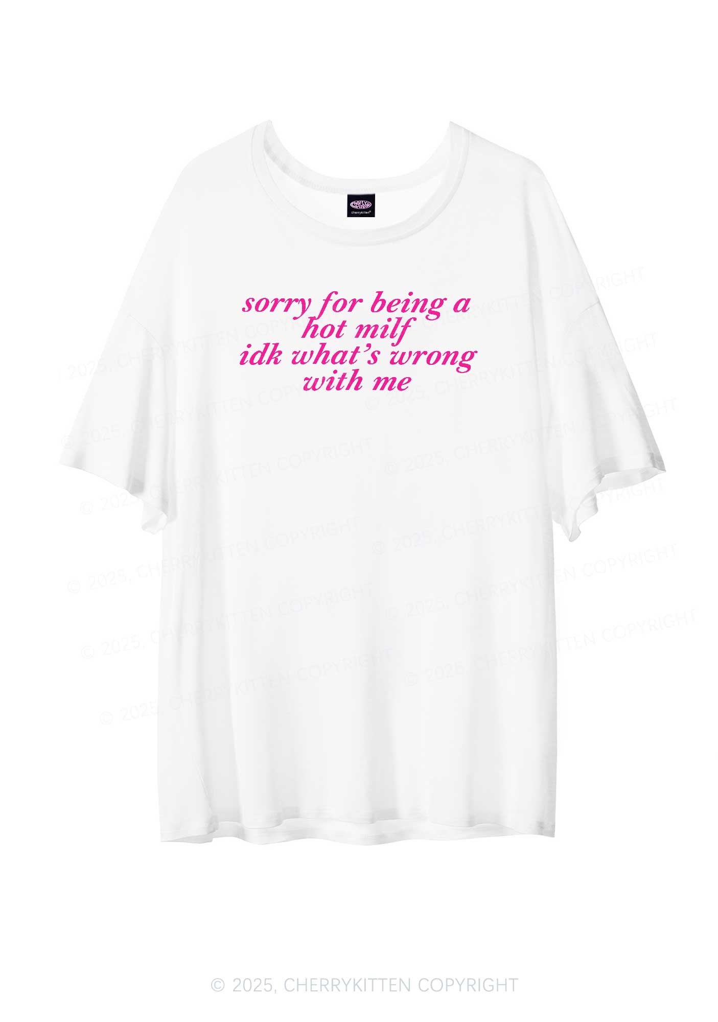 Sorry For Being A Hot Mxxf Y2K Sheer Boyfriend Tee Cherrykitten