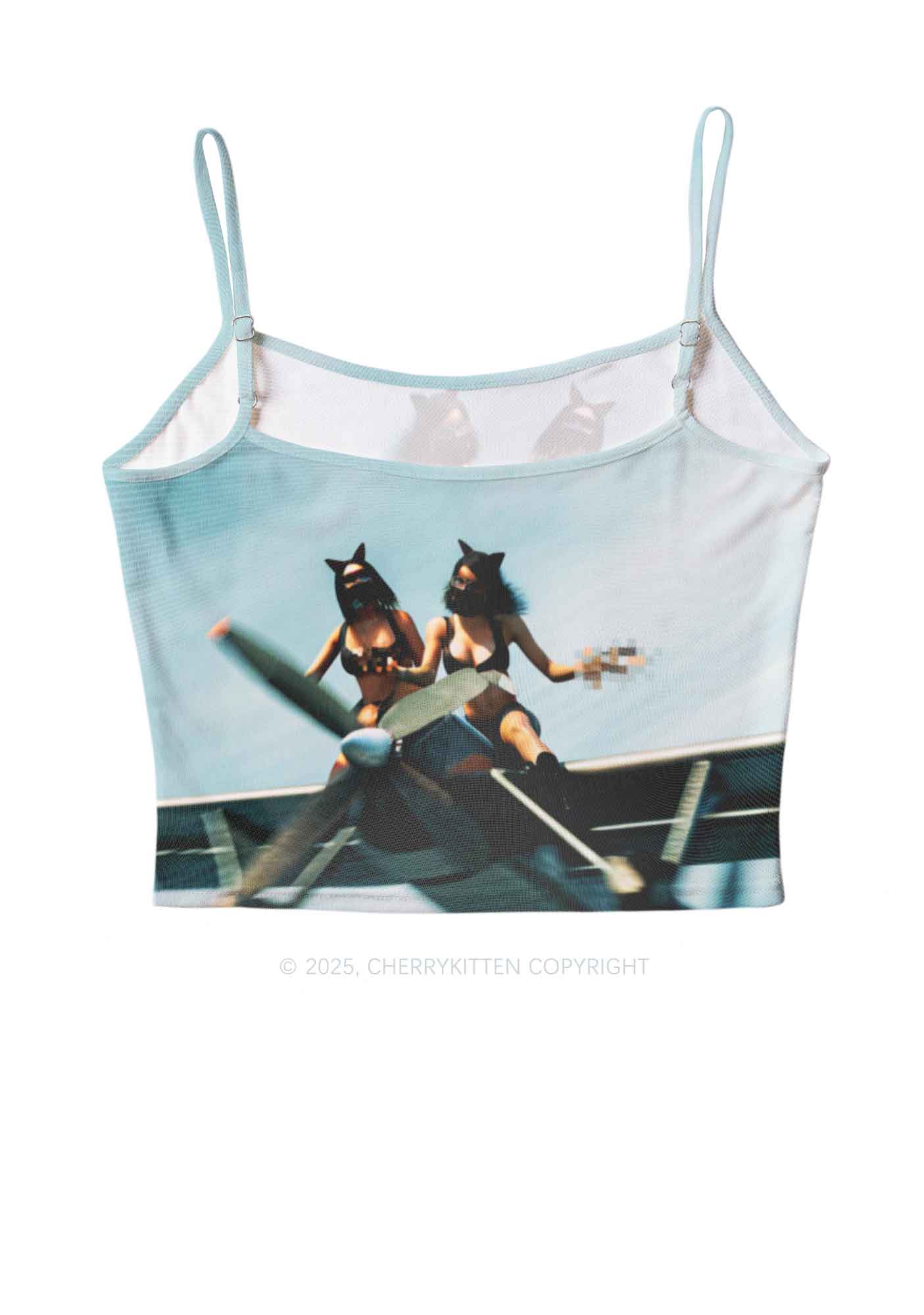 Girls Airplane Race Y2K Mesh Cami Tank Cherrykitten