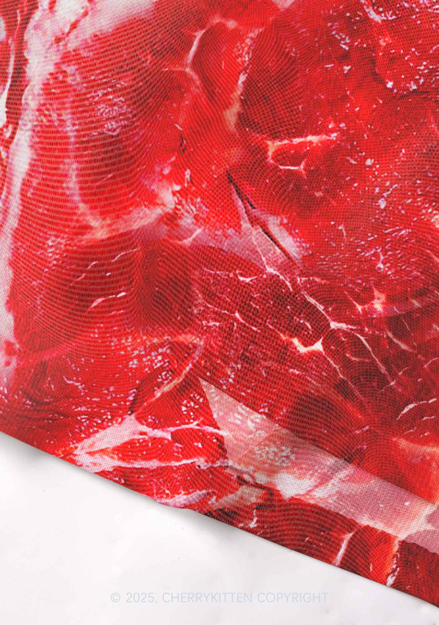 Beef Steak Texture Y2K Mesh Cami Tank Cherrykitten