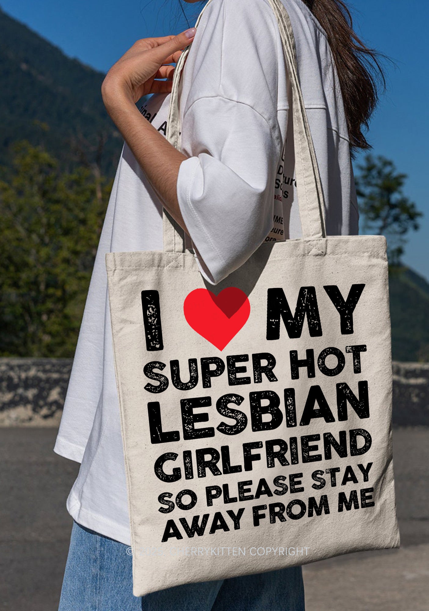 I Love My Hot GF Pride Y2K Canvas Tote Bag Cherrykitten