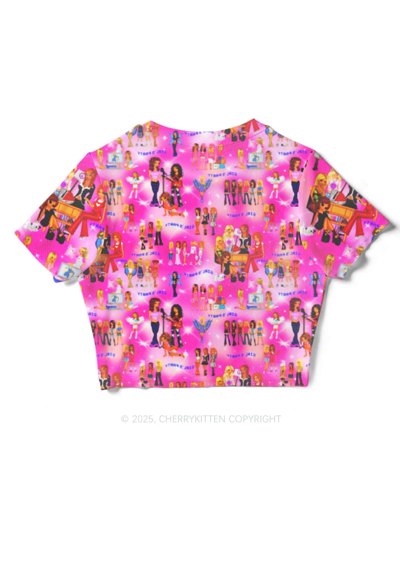 Girls Party Y2K Mesh Crop Top Cherrykitten