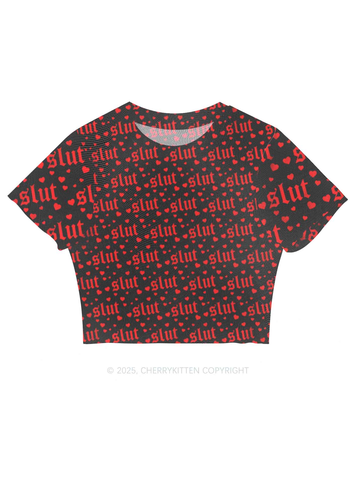 Black Slxt Y2K Mesh Crop Top Cherrykitten
