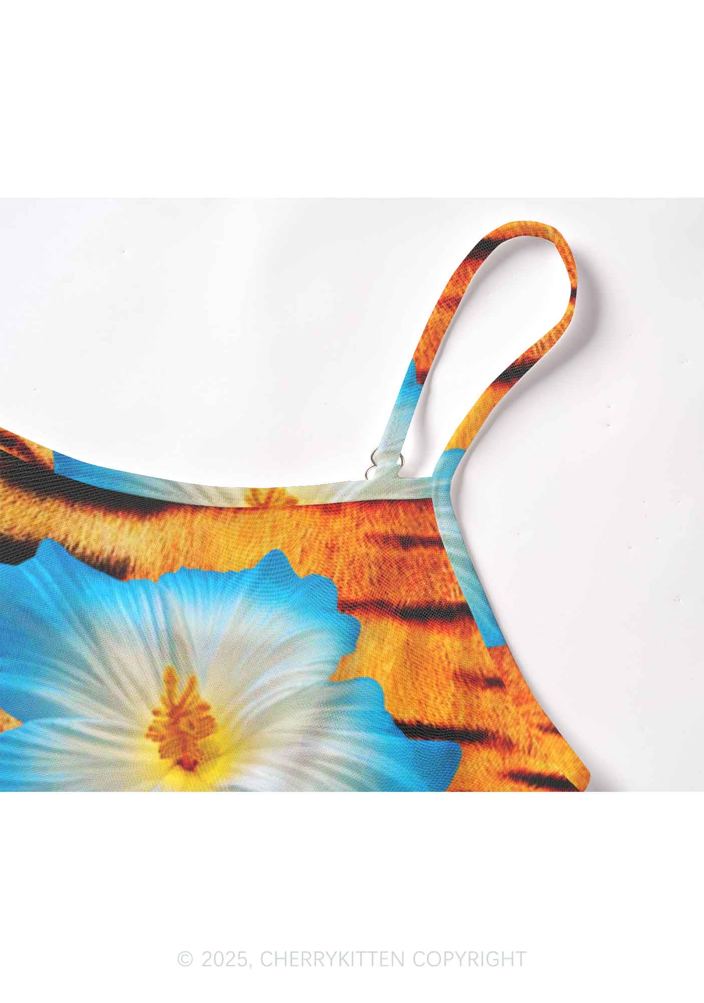 Tiger With Flowers Y2K Mesh Cami Tank Cherrykitten