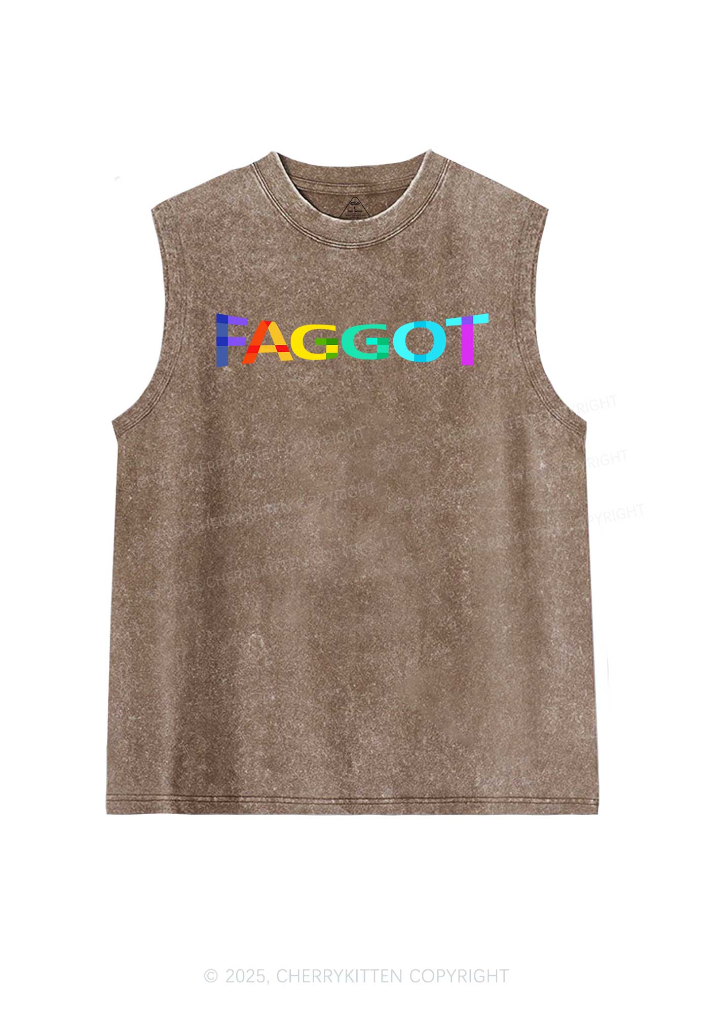 Colorful Faggot Pride Y2K Washed Muscle Tank Cherrykitten