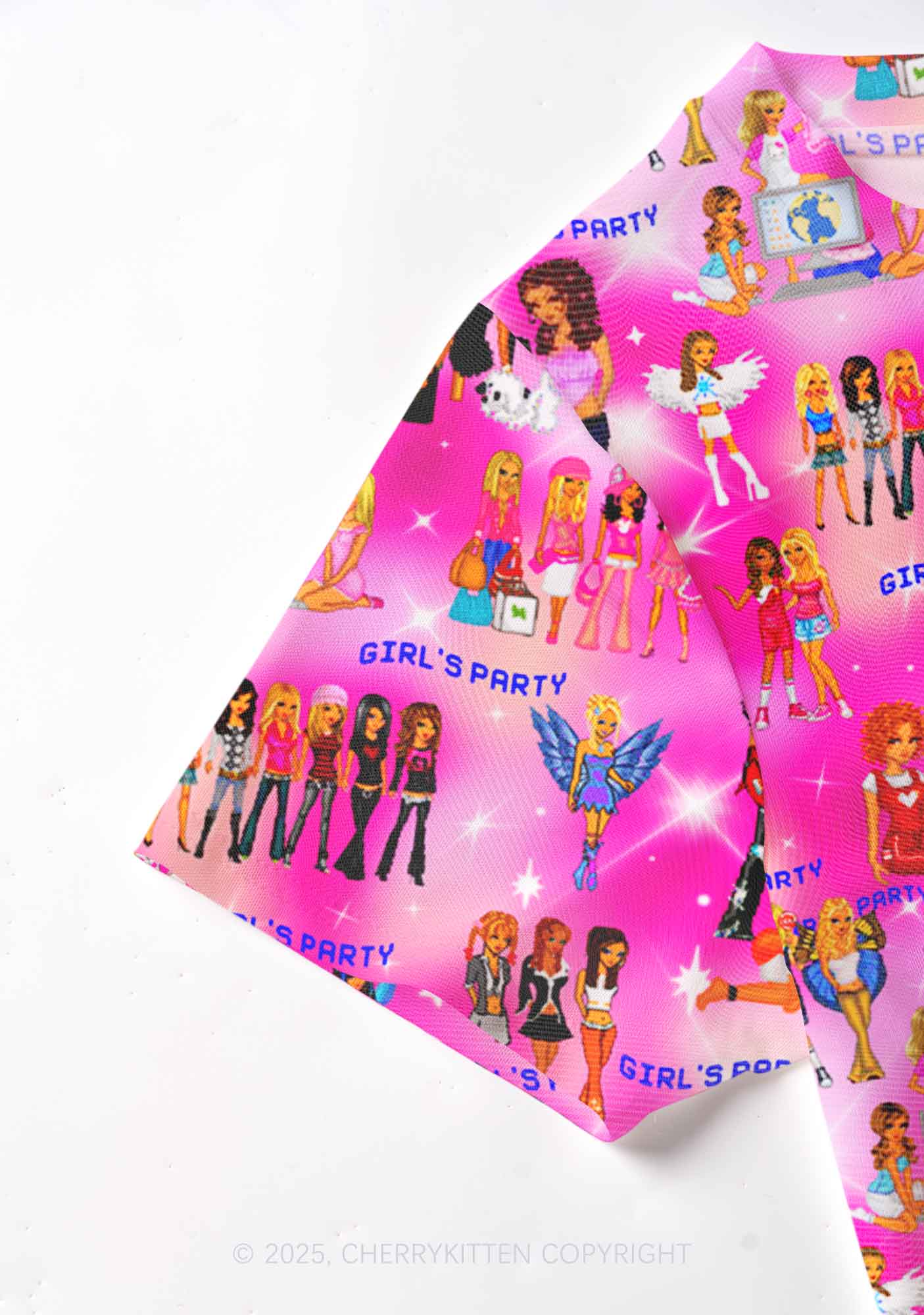 Girls Party Y2K Mesh Crop Top Cherrykitten