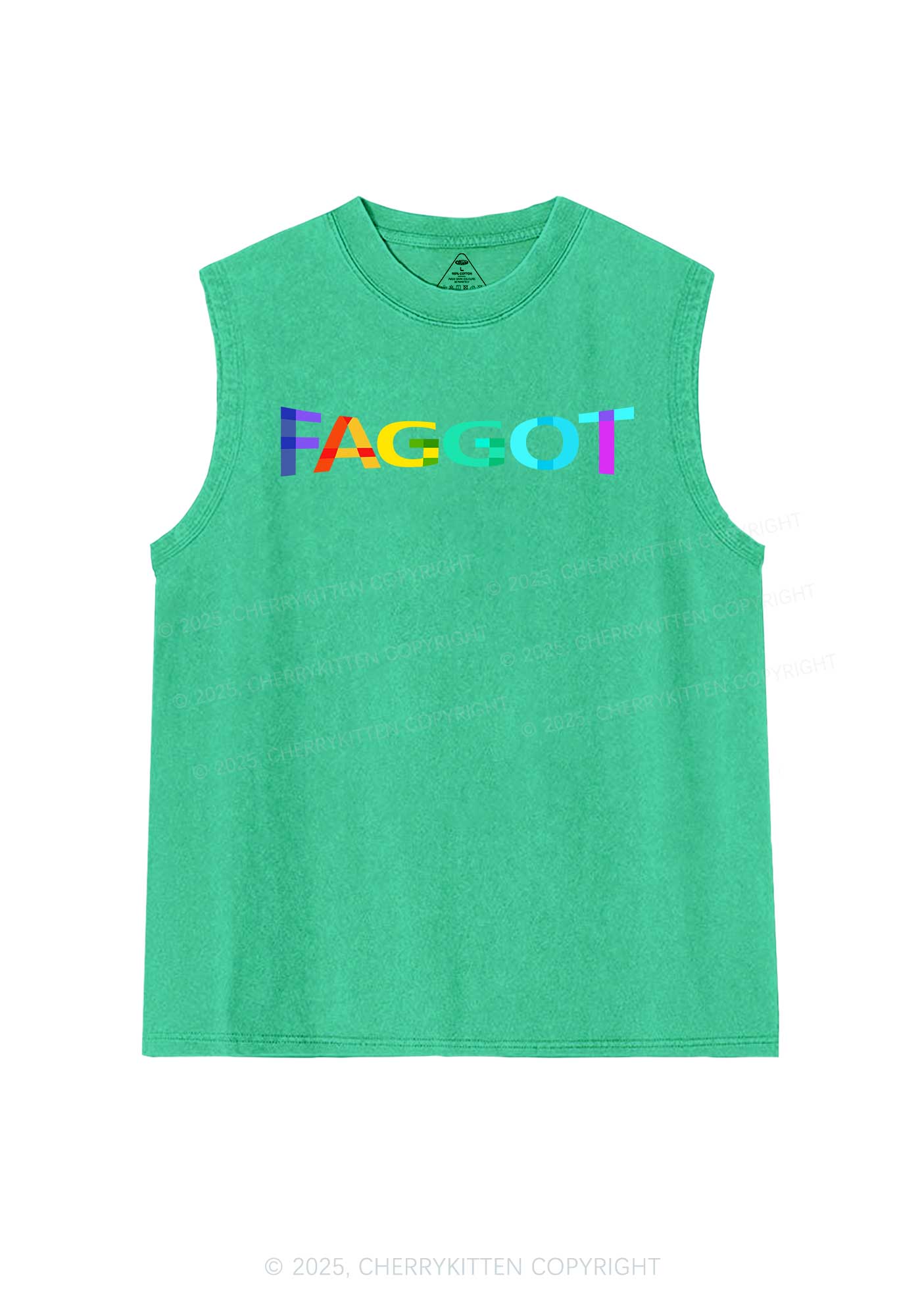 Colorful Faggot Pride Y2K Washed Muscle Tank Cherrykitten