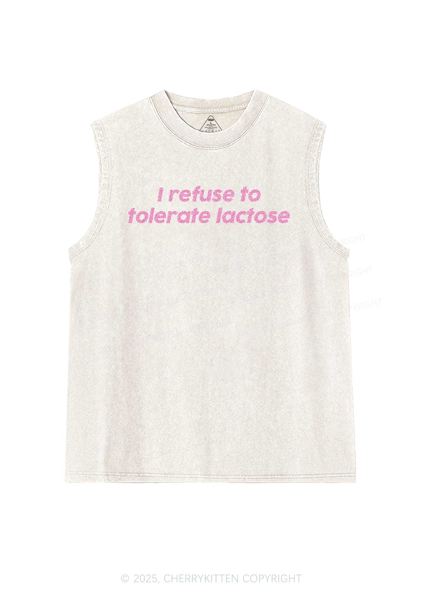 Glitter Refuse To Tolerate Lactose Y2K Washed Muscle Tank Cherrykitten