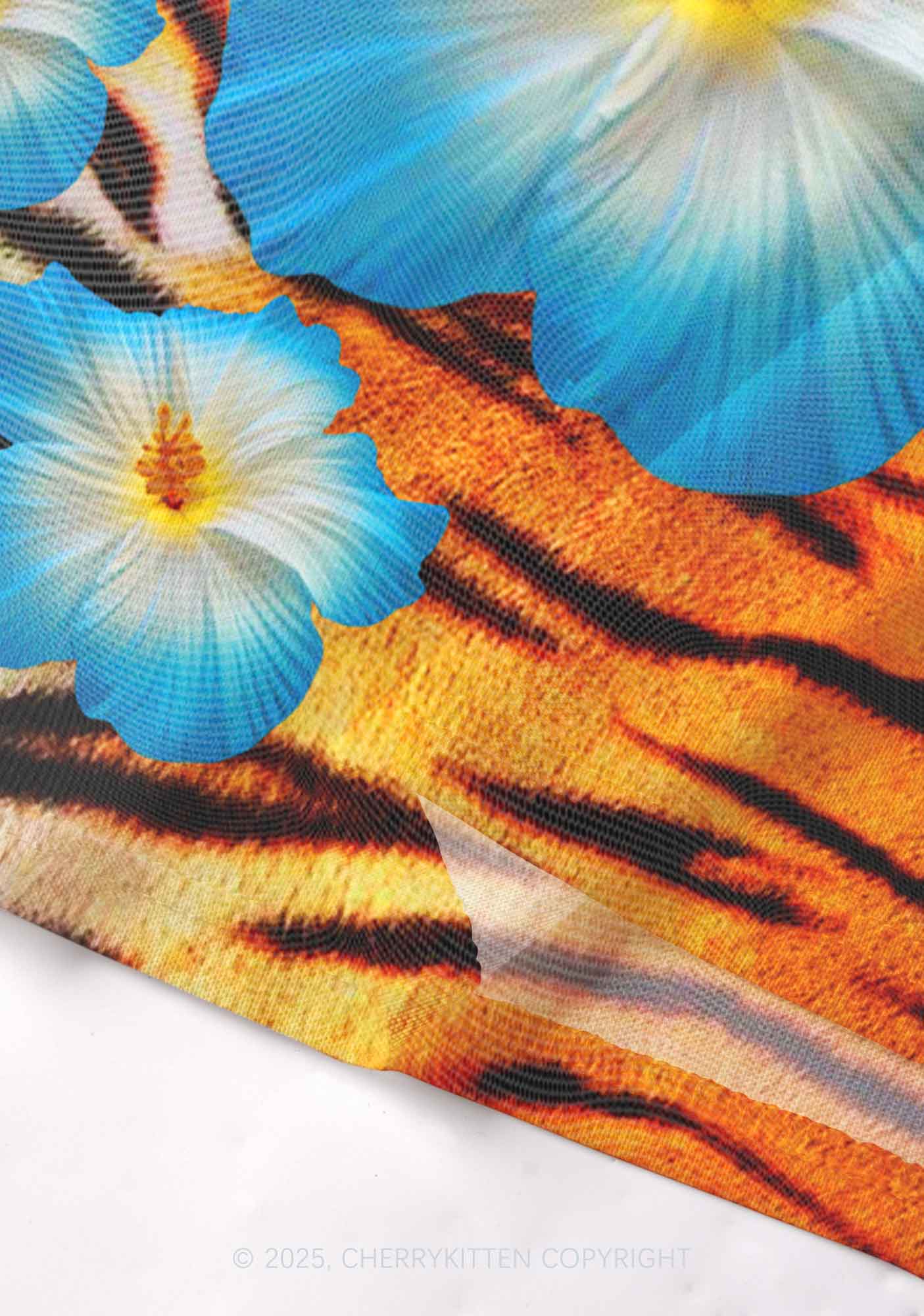 Tiger With Flowers Y2K Mesh Cami Tank Cherrykitten